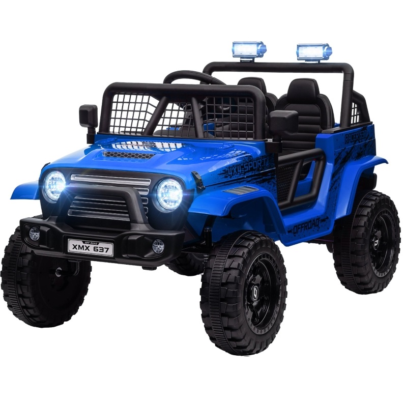 Elektrisches Kinderauto 12v Blau Mit Doppelmotor, Fernbedienung, Led-lichtern Und Hupe