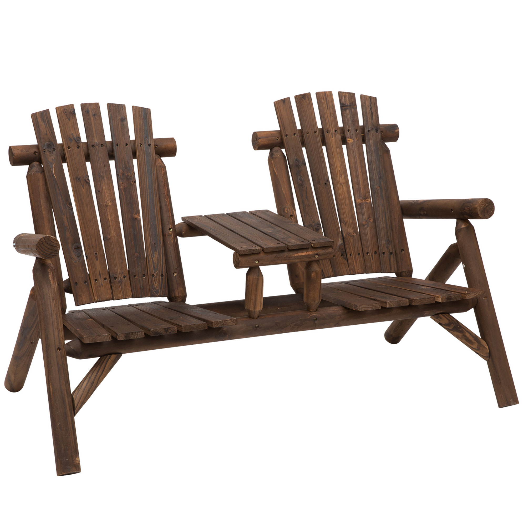 Gartenbank Mit Mittigem Tisch Aus Braunem Holz 157 X 88 X 103 Cm