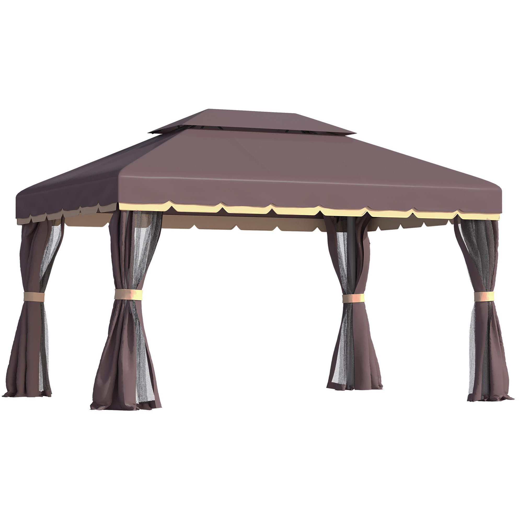 Gartenpavillon 390 X 290 X 280 Cm Aus Aluminium Mit Vorhängen Und Moskitonetz