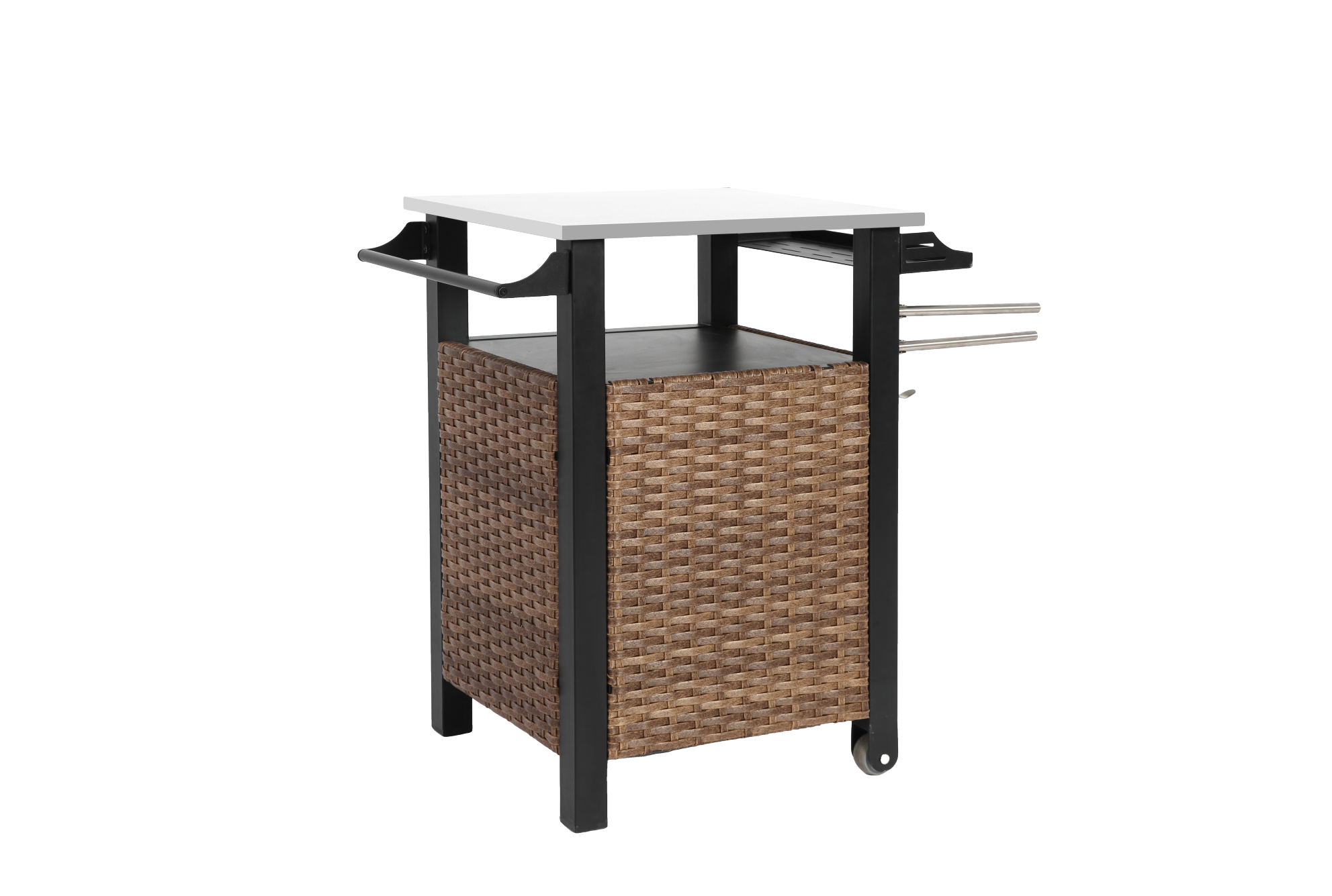 Outdoor Küchenwagen Mit Rollen, Edelstahl-arbeitsplatte, Braun, 76 X 57 X 85 Cm