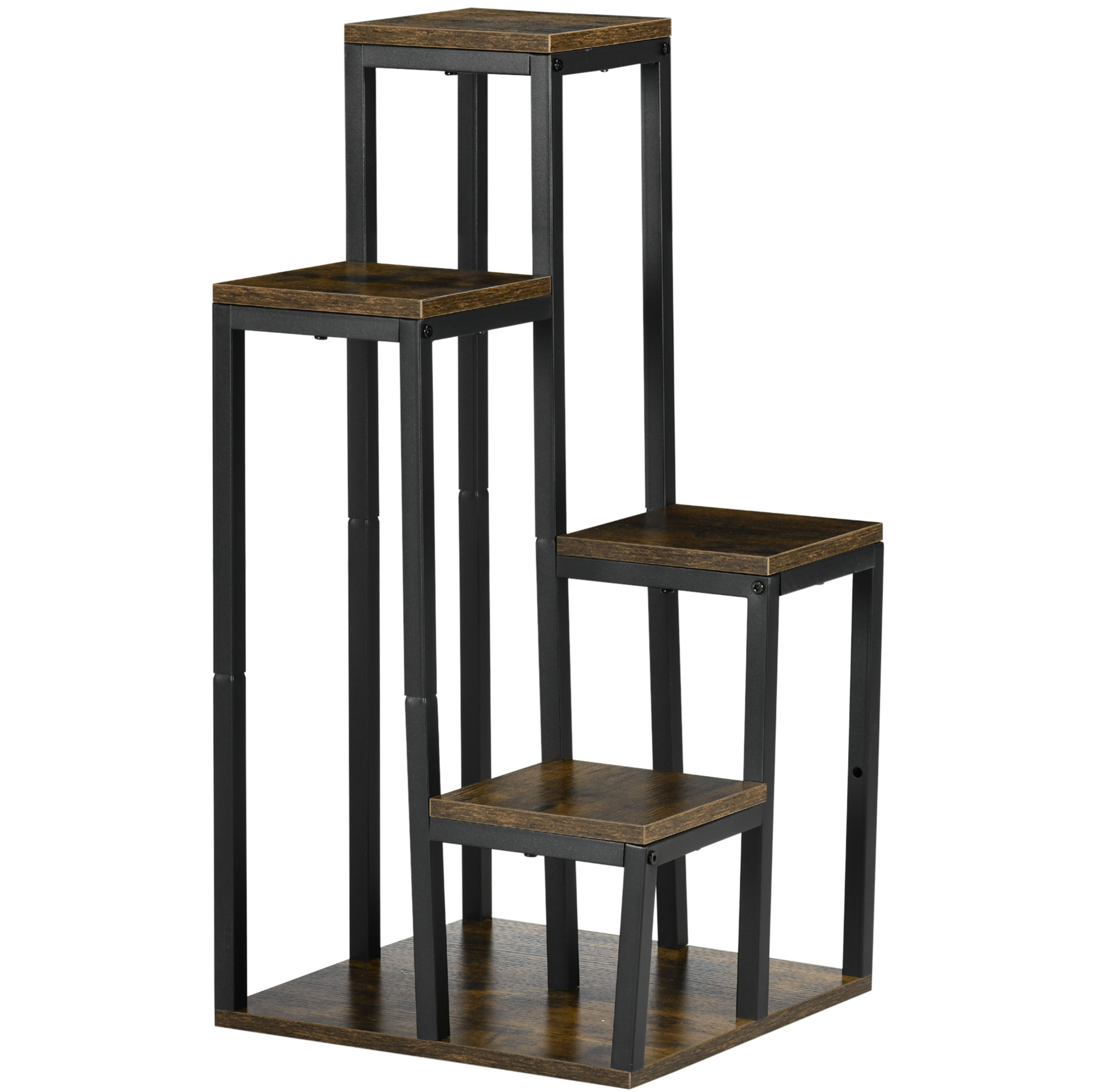4-stufiges Pflanzenregal Aus Spanplatte Und Metall, Braun, 40 X 40 X 81 Cm, Modenuit