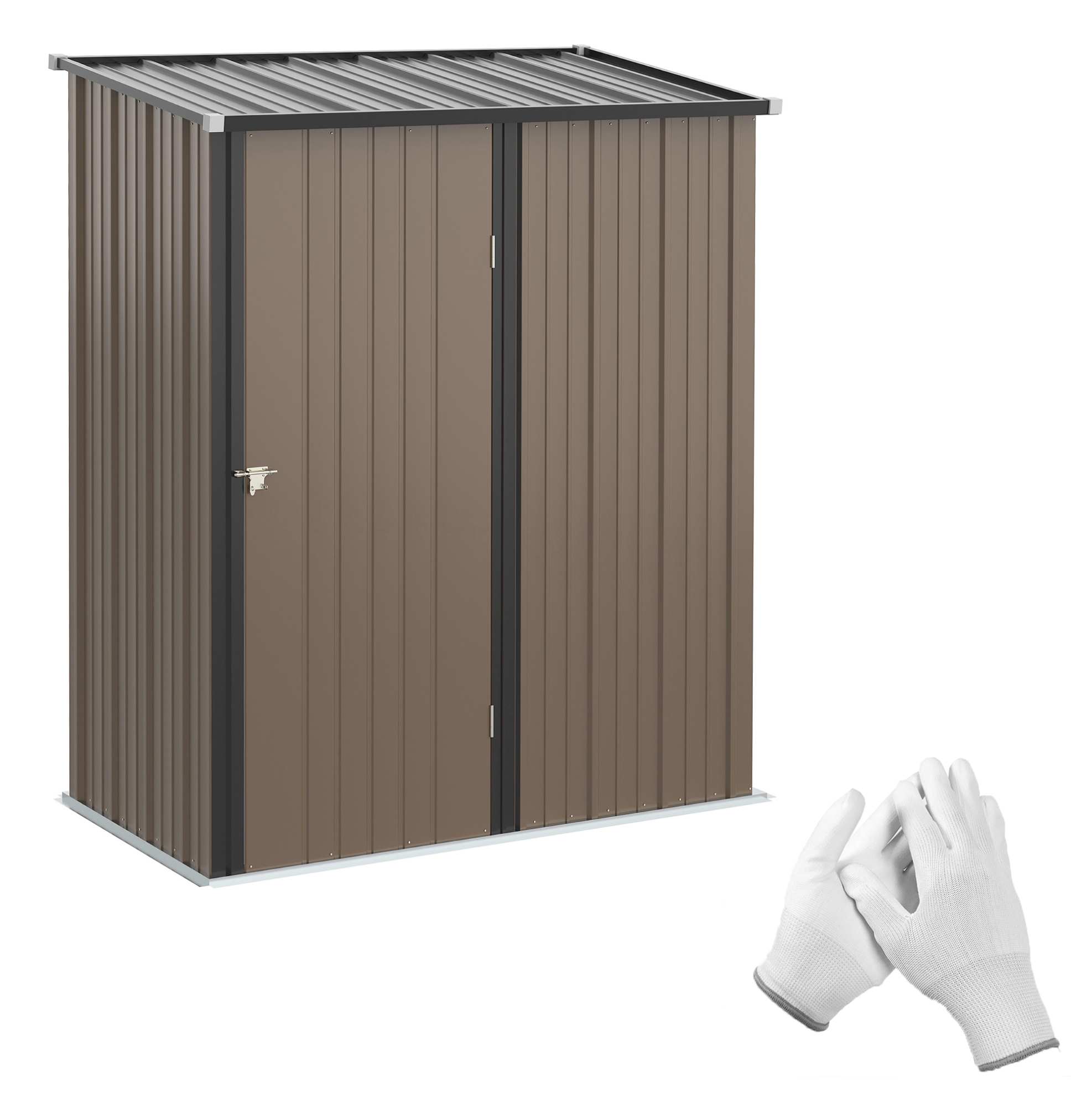 Braunes Gartenhaus Aus Verzinktem Stahl 1,34 M² Mit Pultdach 161,5 X 94,5 X 196 Cm