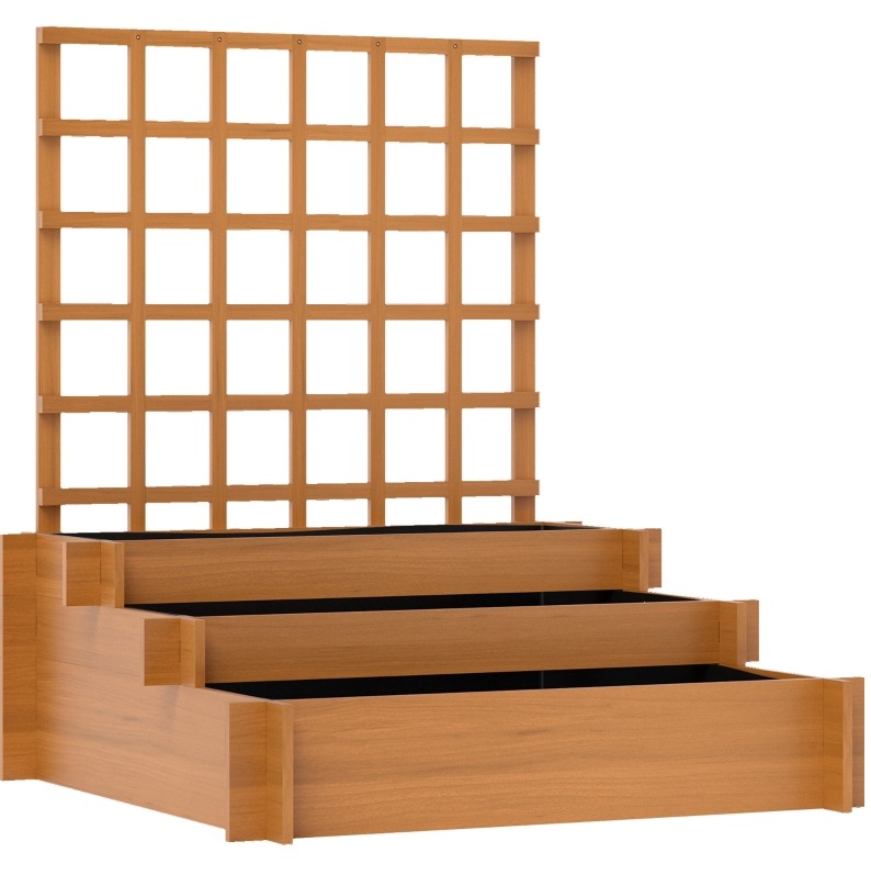 Hochbeet Mit Rankgitter, 3 Ebenen, Holz Braun, 95 X 95 X 110 Cm