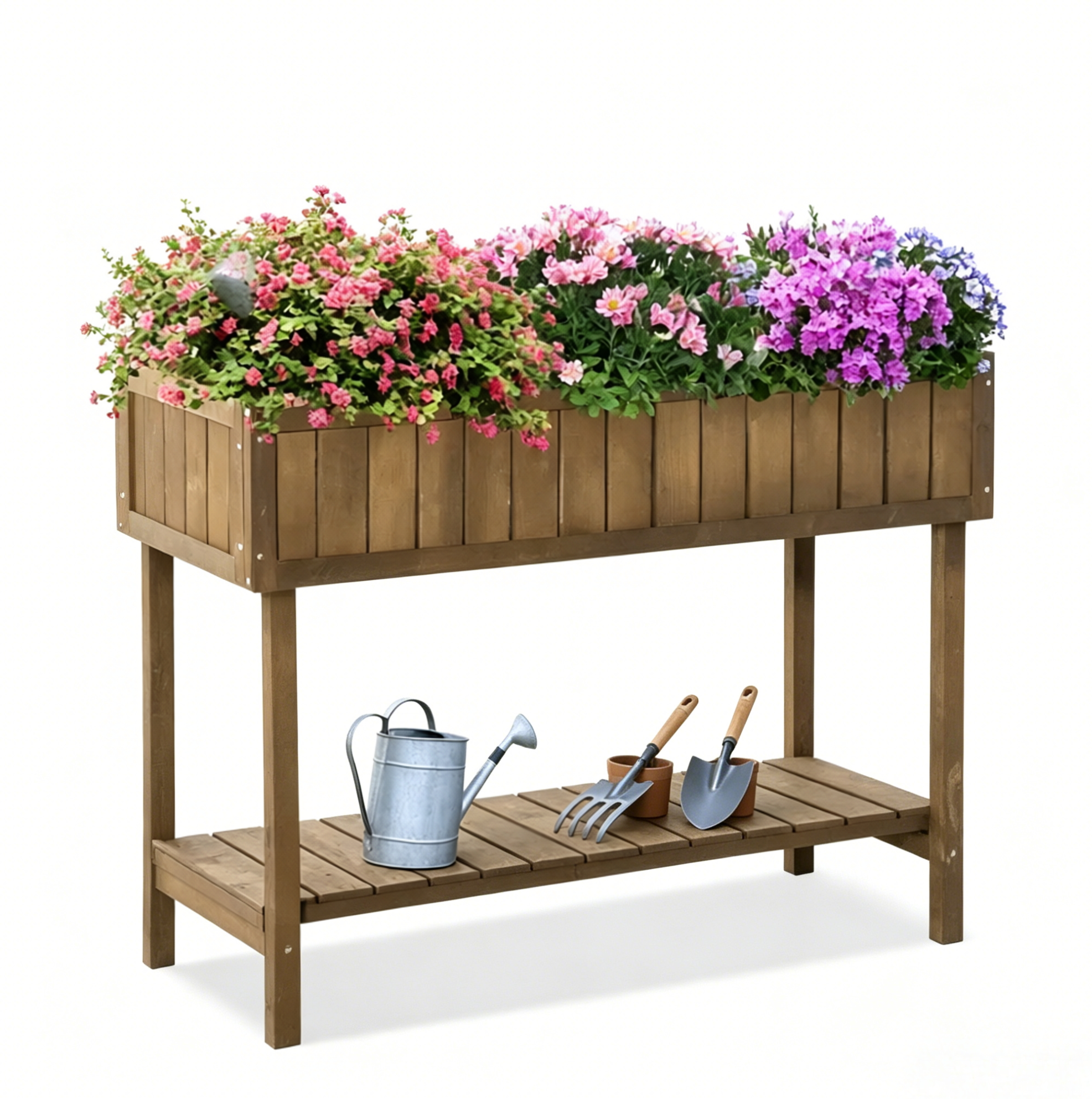 Hochbeet Aus Tannenholz Mit Ablageboden 110 X 46 X 76 Cm Braun