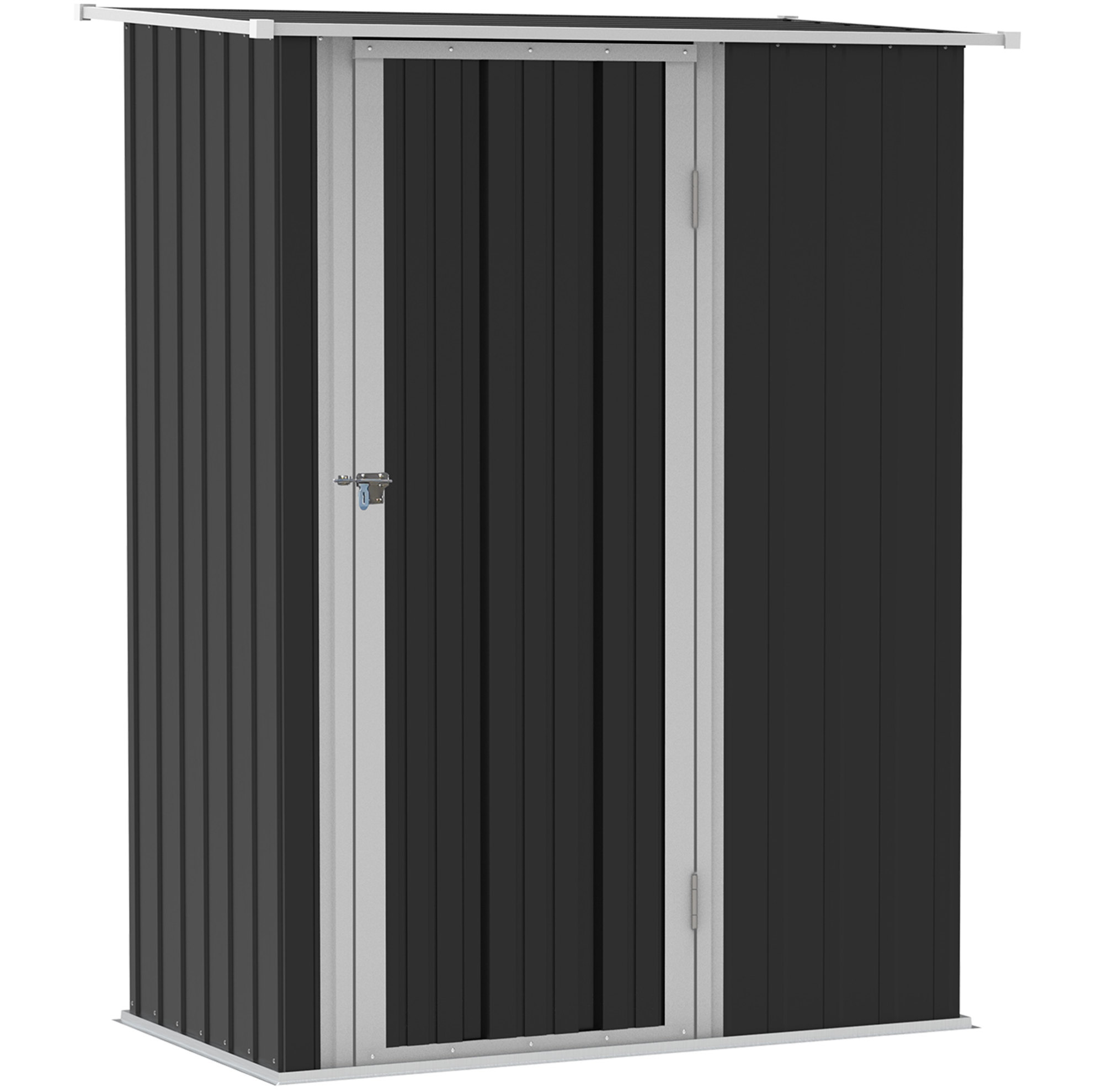 Gartenhaus Geräteschuppen Aus Stahl Mit Tür 142 X 84 X 189 Cm Dunkelgrau Modenuit