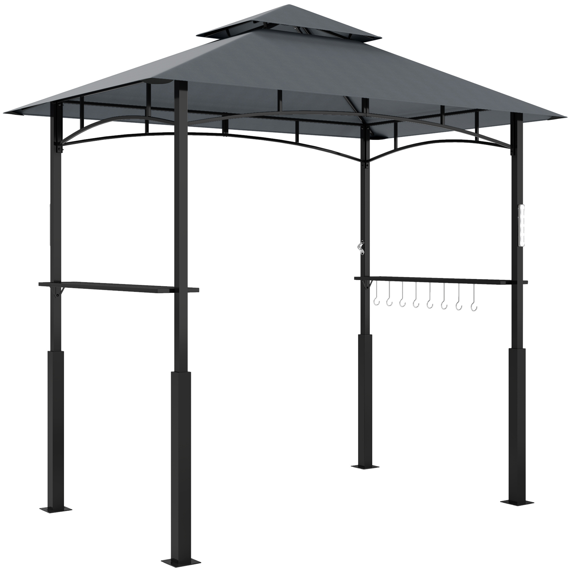 Grillpavillon Mit Led 243 X 148 X 248 Cm Aus Dunkelgrauem Metall Mit Doppeldach