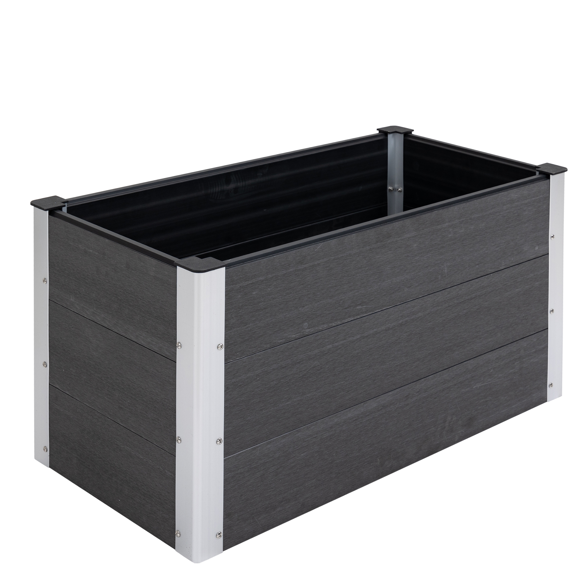Wasserdichter Pflanzkasten Aus Wpc Und Aluminium, Bodenlos, Grau, 100 X 50 X 55,5 Cm Modenuit