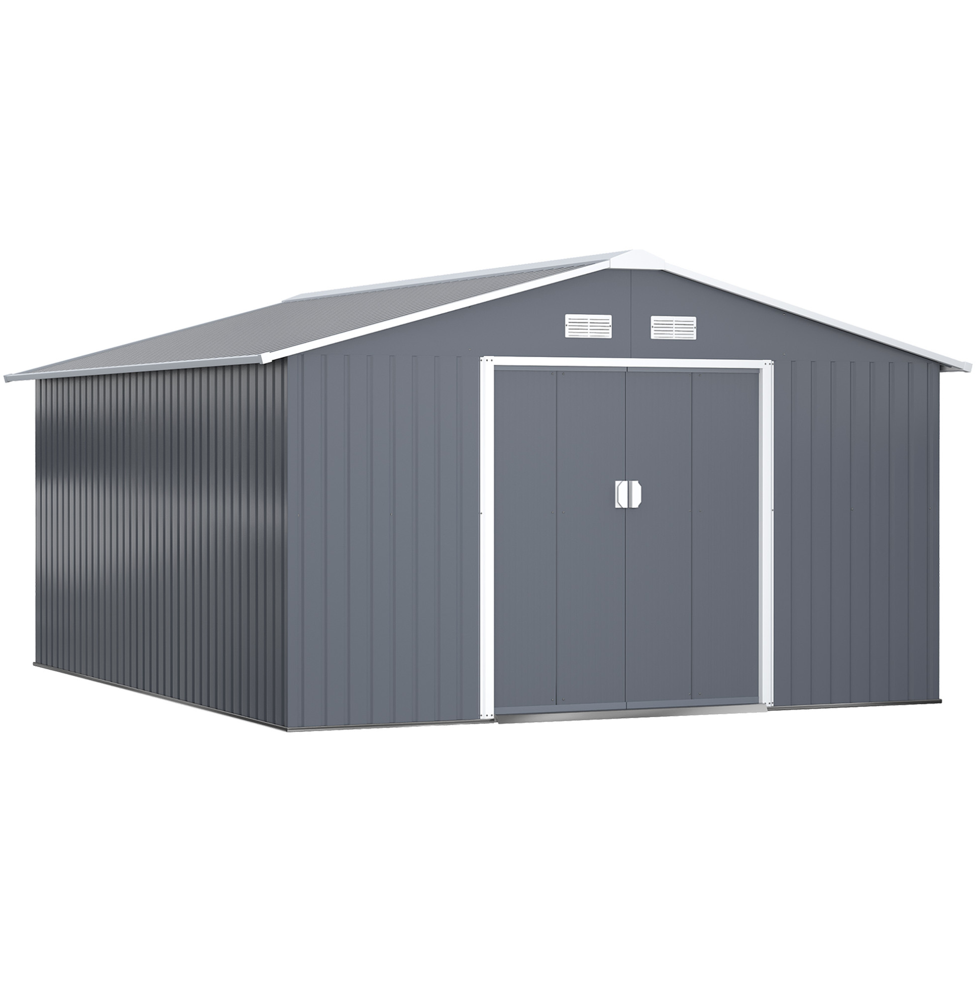 Metall-gartenhaus Mit Basis 340 X 386 X 200 Cm Anthrazitgrau Modenuit