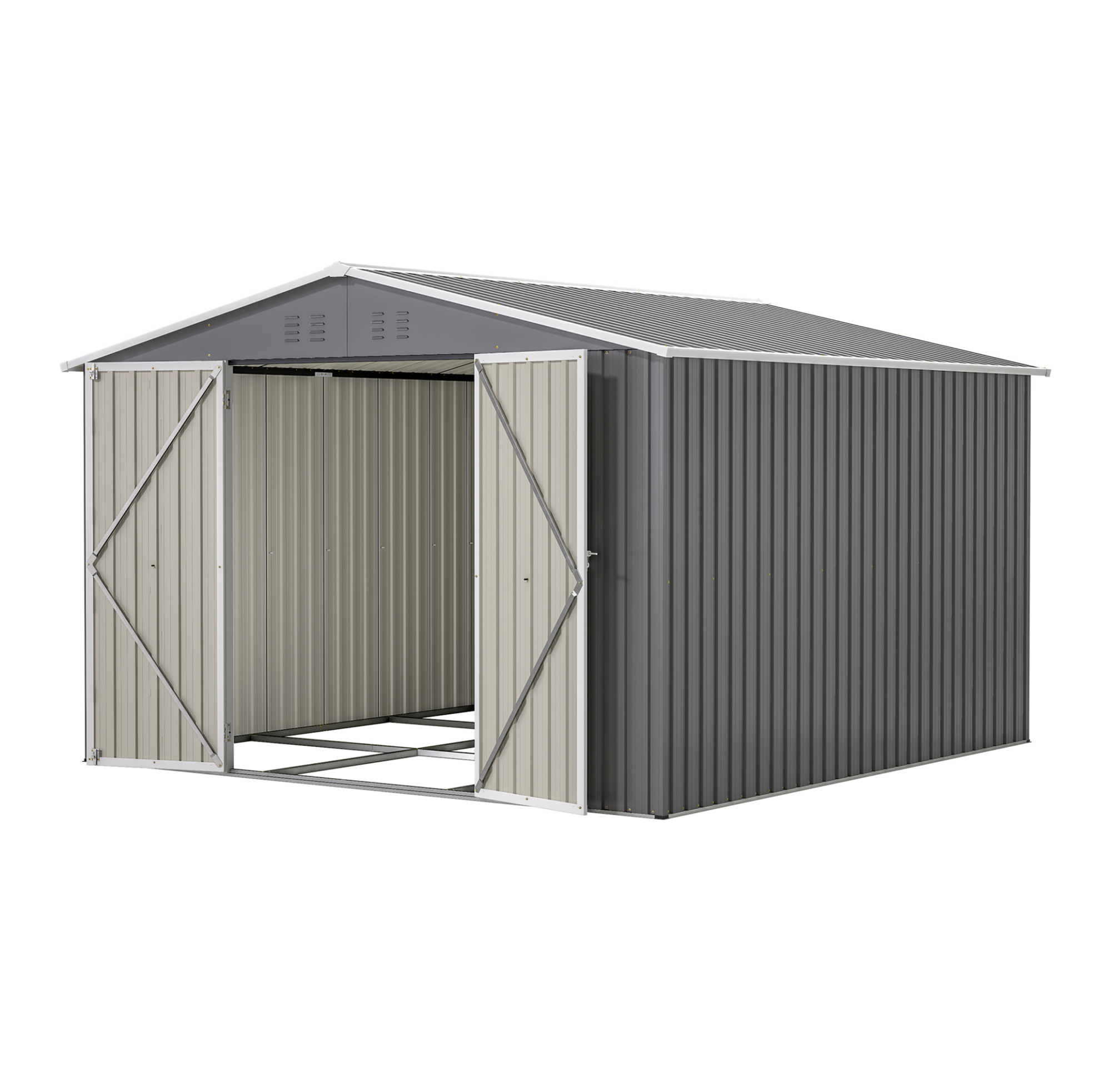 Gartenhaus Aus Metall 300 X 311,4 X 200 Cm Grau Mit Bodenrahmen Modenuit