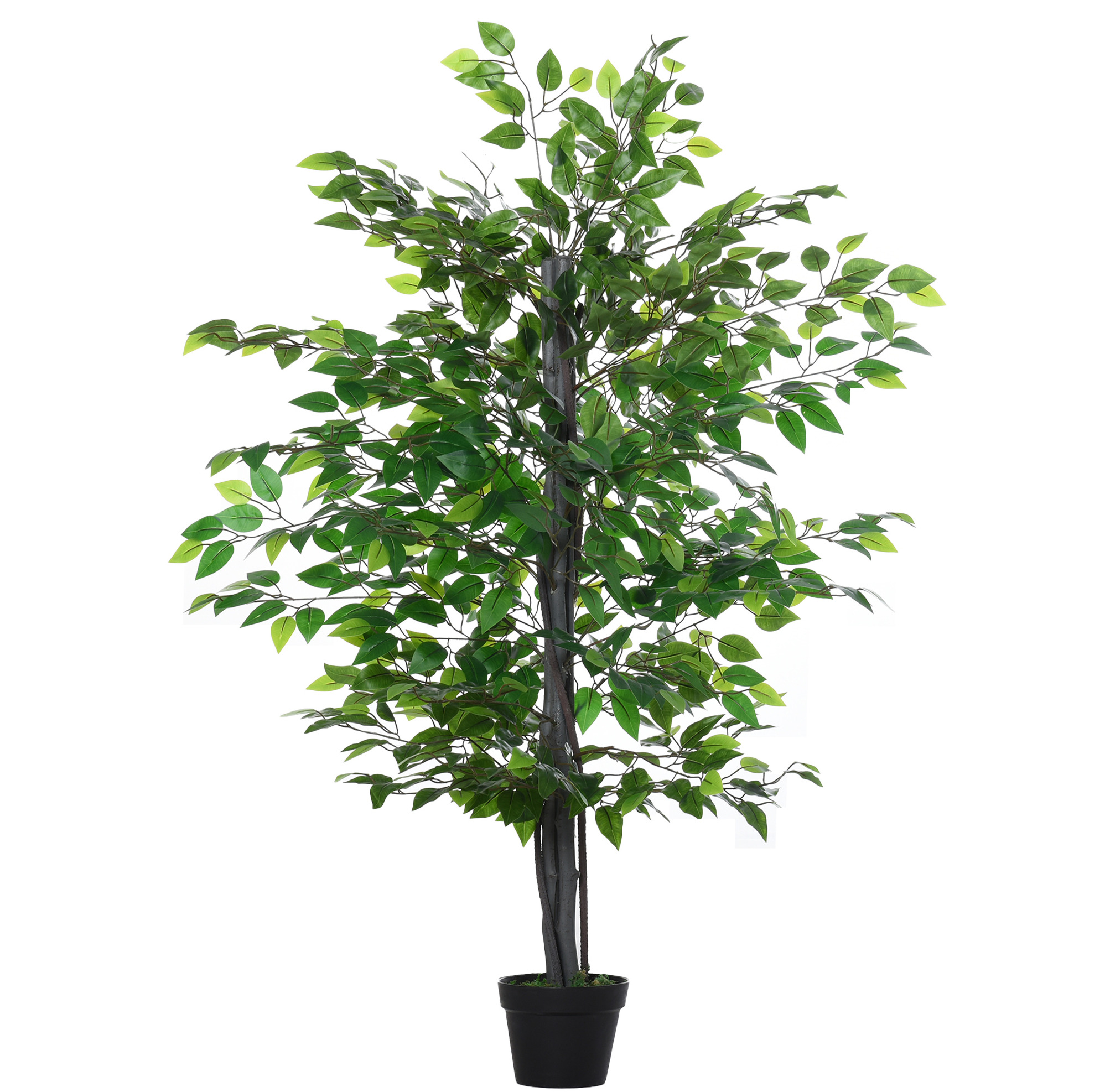 Dekorativer Künstlicher Banyanbaum 145 Cm Grün Mit Schwarzem Topf