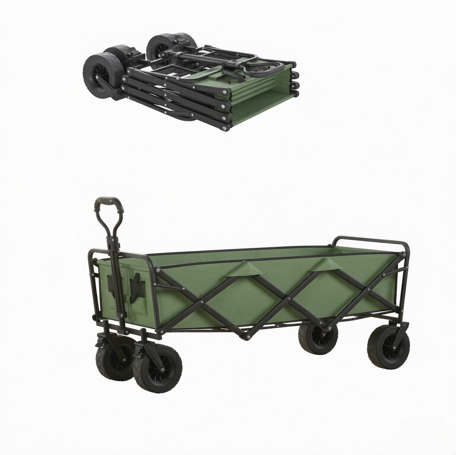Faltbarer Gartenwagen 130 L Mit Bremsen Und Verstellbarem Griff