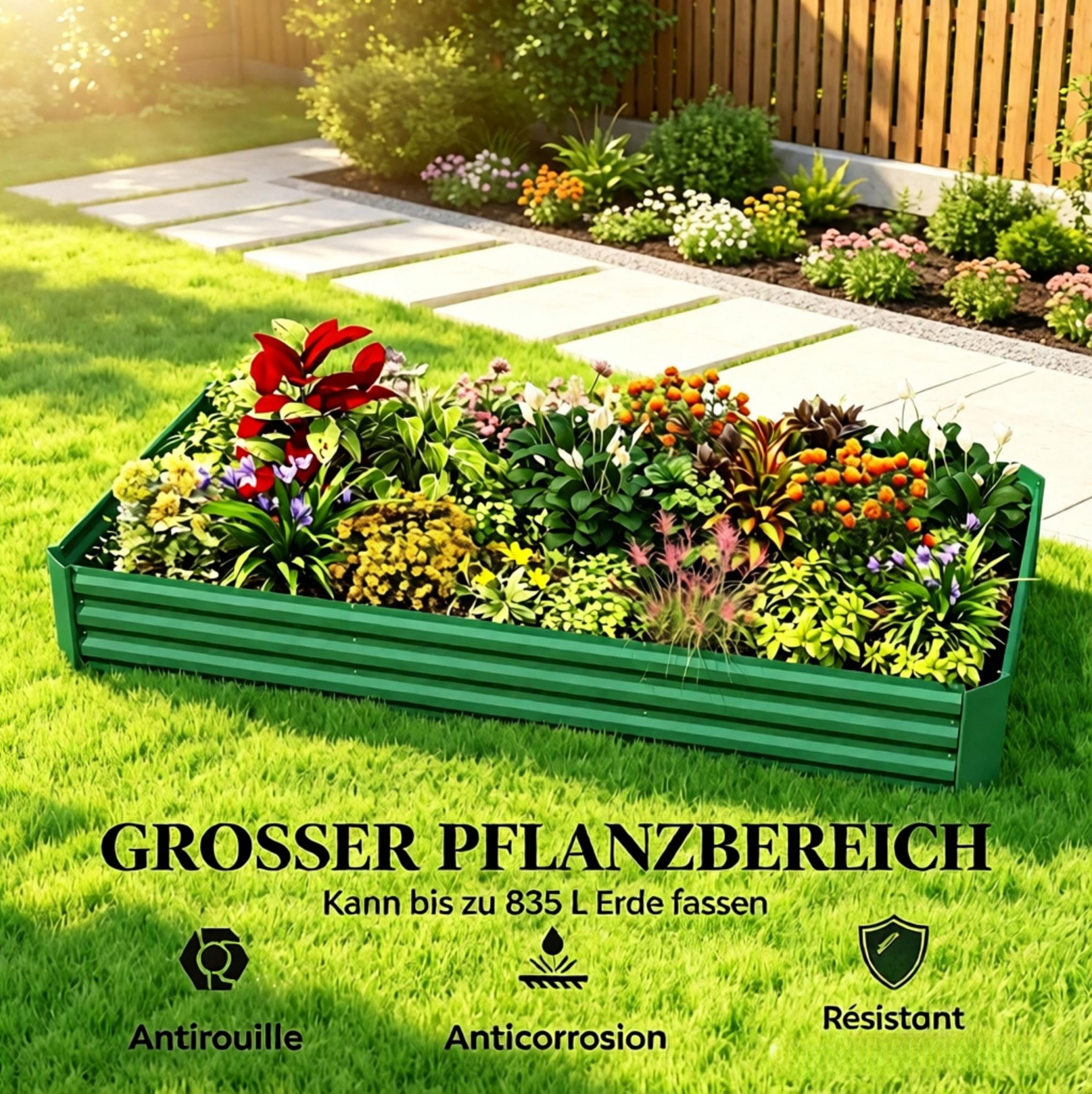 Garten-hochbeet Aus Verzinktem Stahl Grün 240 X 120 X 30 Cm