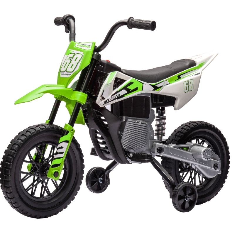 Elektrisches Kinder-motorrad 12v Grün Mit Musik Und Stützrädern