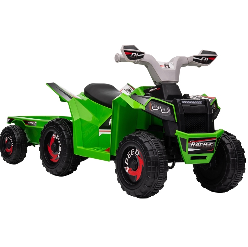 Elektrisches Kinder-quad 2,5 Km/h Mit Anhänger, 50 Min, Grün, Modenuit
