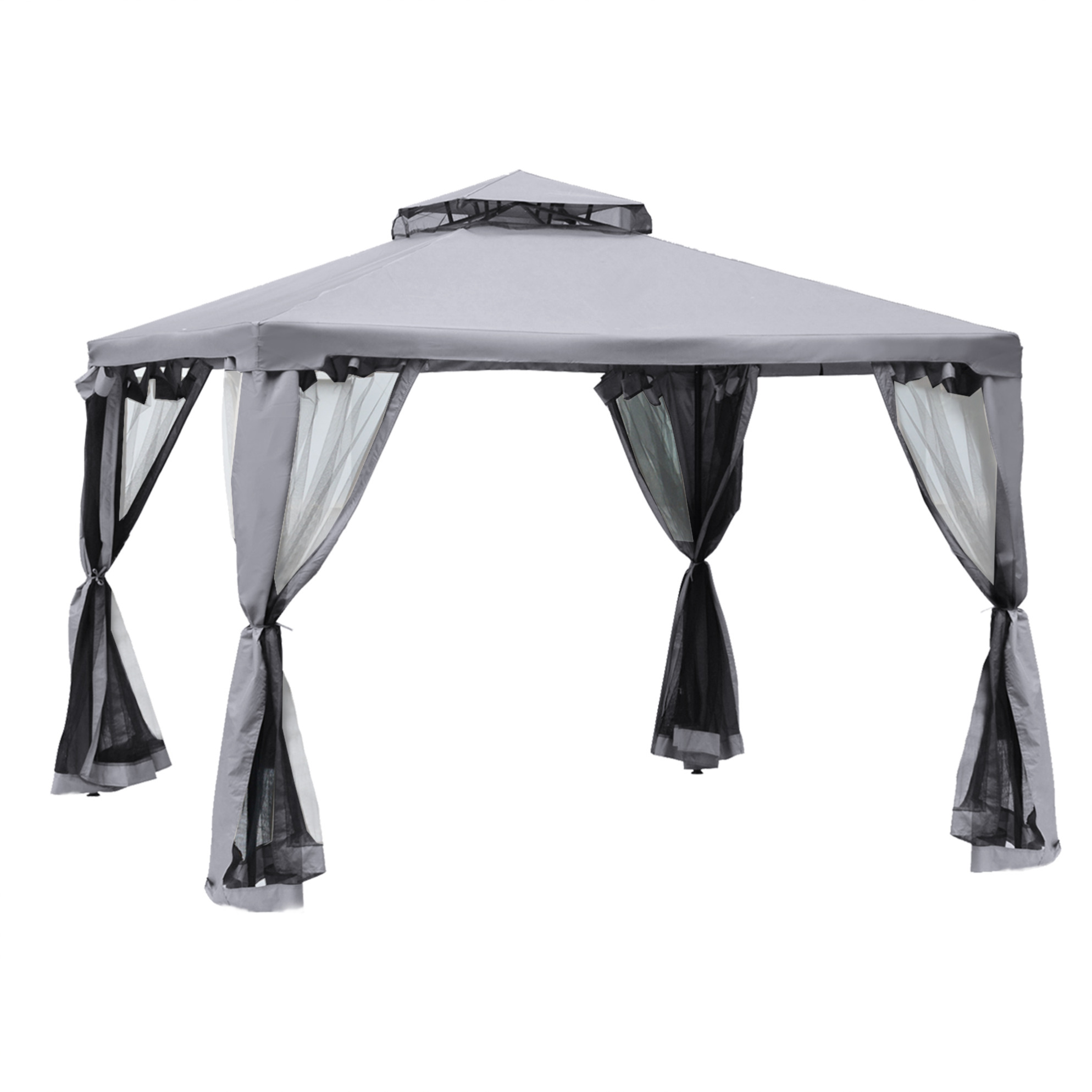 Gartenpavillon 294 X 294 X 265 Cm Aus Metall Und Polyester Hellgrau Modenuit