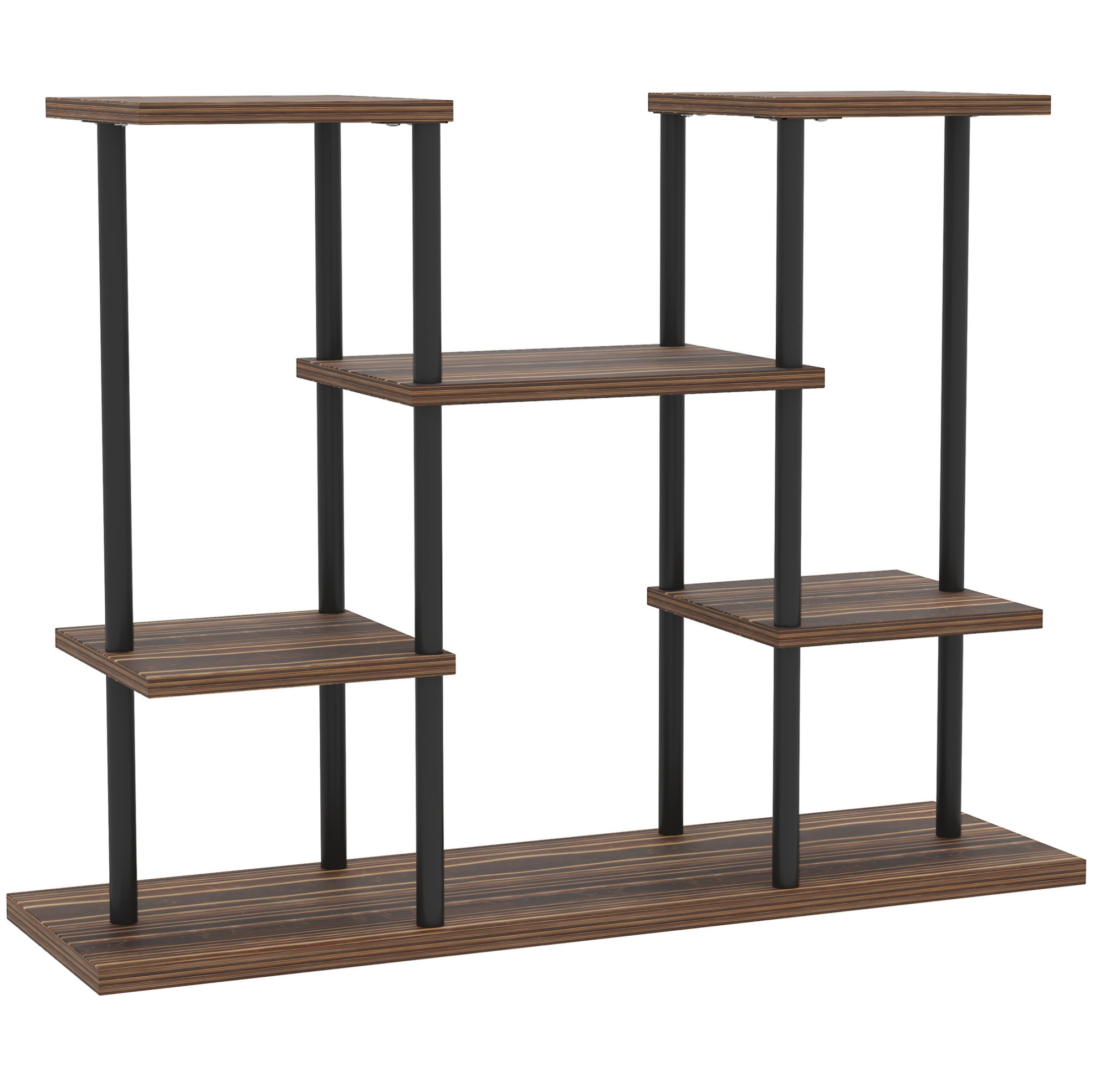 4-stufiges Pflanzenregal Aus Metall Und Holz 80 X 24 X 61,5 Cm Anthrazitschwarz Modenuit