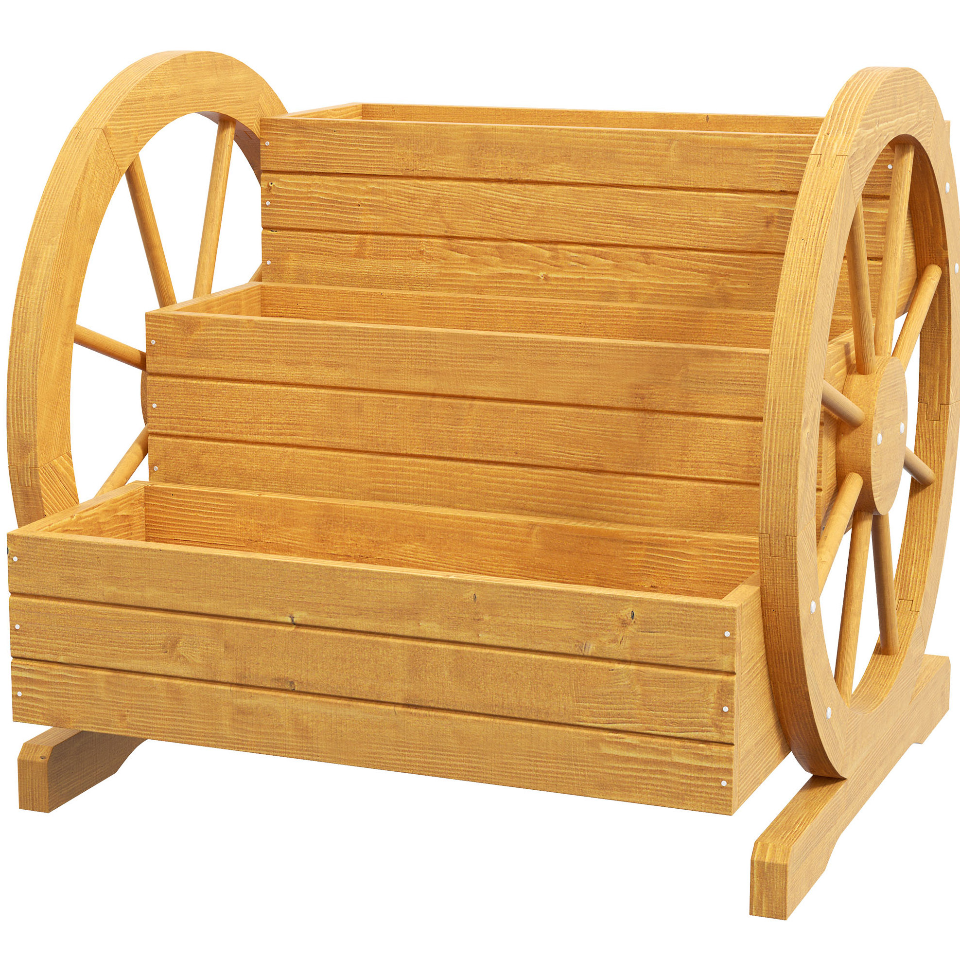 3-stufiges Hochbeet Mit Deko-rädern 62 X 61 X 57 Cm Aus Teakfarbenem Holz Modenuit
