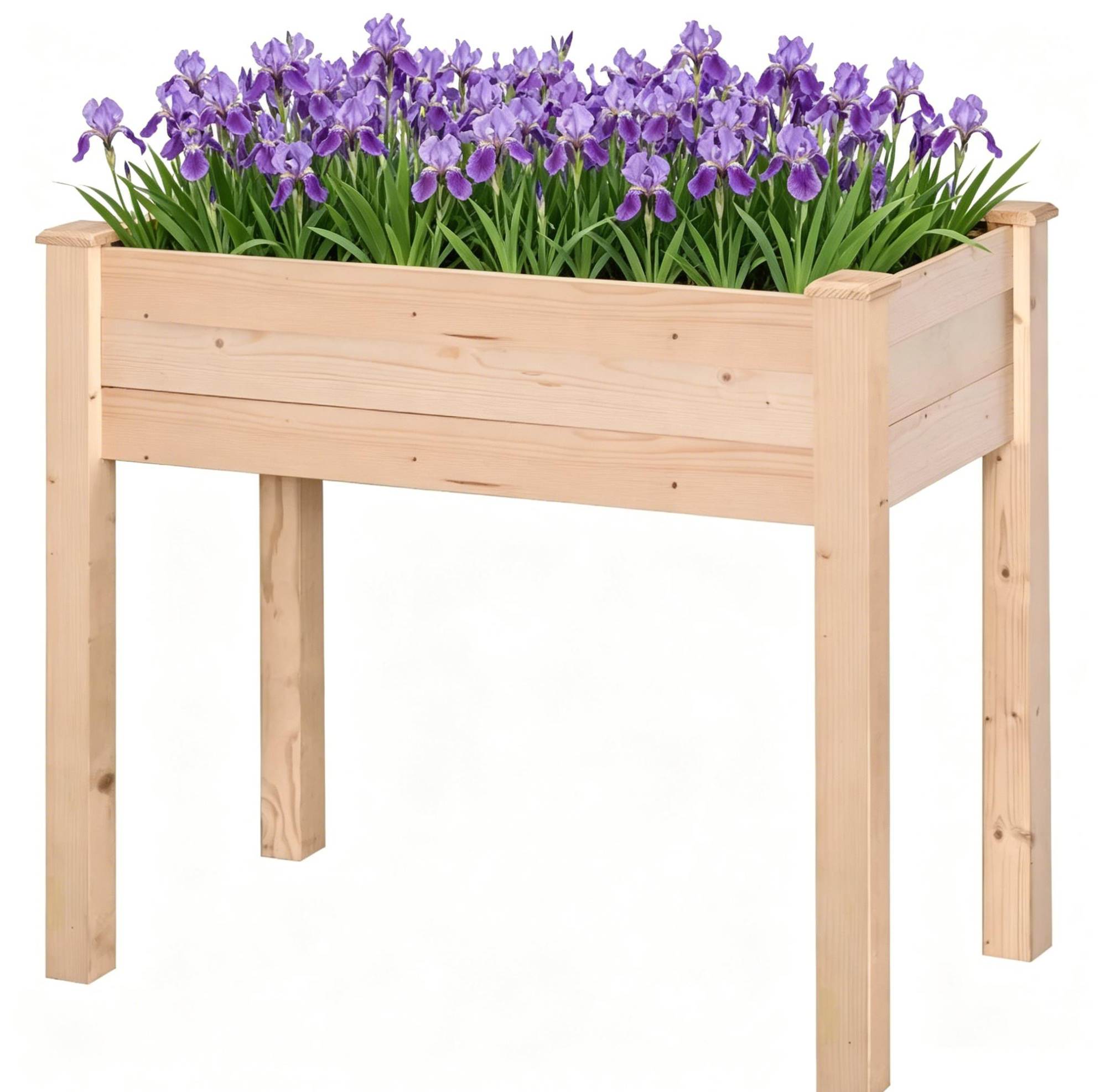 Erhöhtes Outdoor-pflanzbeet Aus Holz Mit Stoffauskleidung 86x46x76 Cm