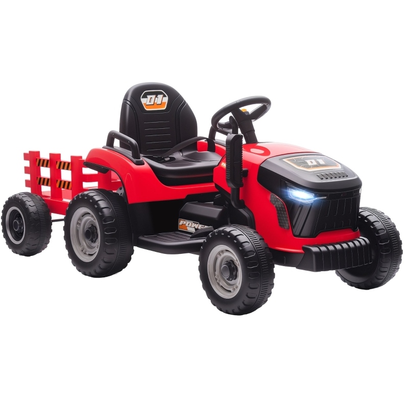 Elektrischer Kindertraktor Mit Anhänger, Fernbedienung, Sanftanlauf, Rot