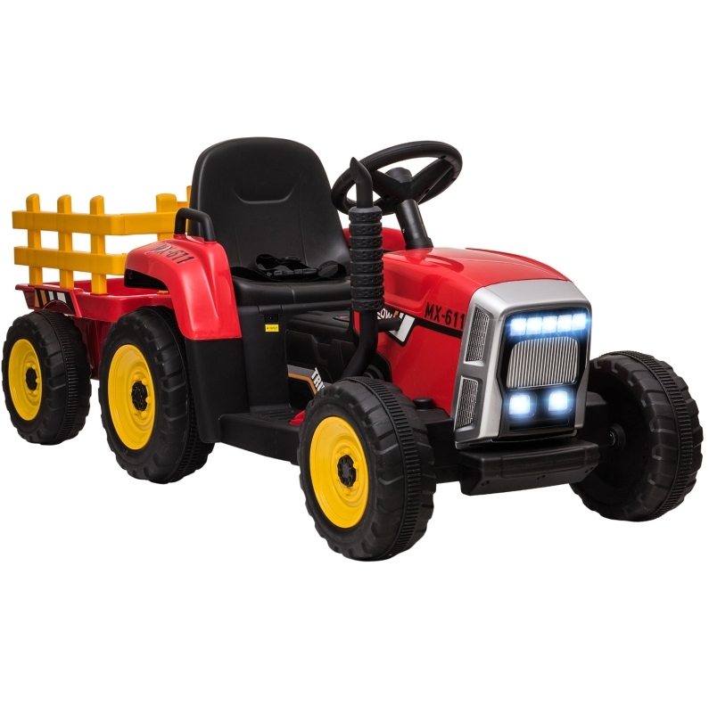 Elektrischer Kindertraktor Mit Anhänger Und Elternfernbedienung Rot/schwarz