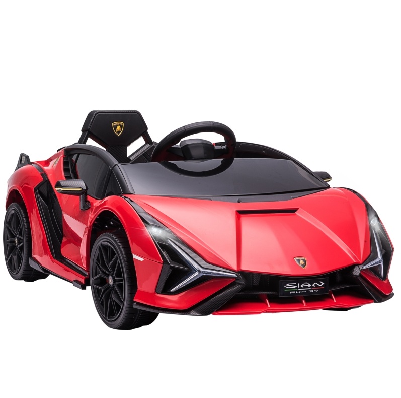 12v Elektroauto Für Kinder Lamborghini Sian Rot Mit Fernbedienung, Musik Und Licht