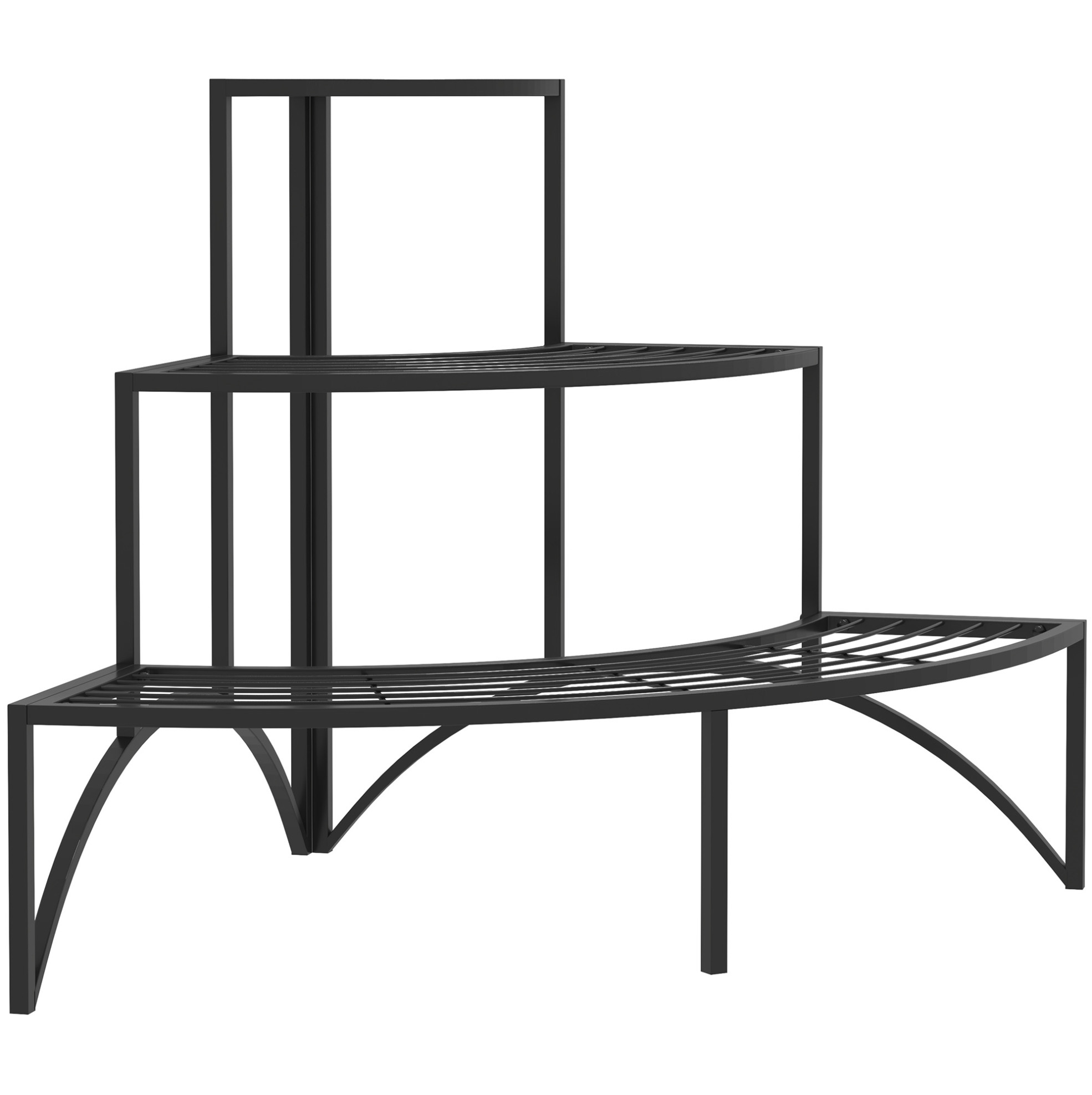 3-stufiges Schwarzes Metall-pflanzenregal, 87 X 60 X 60 Cm, Für Innen Und Außen