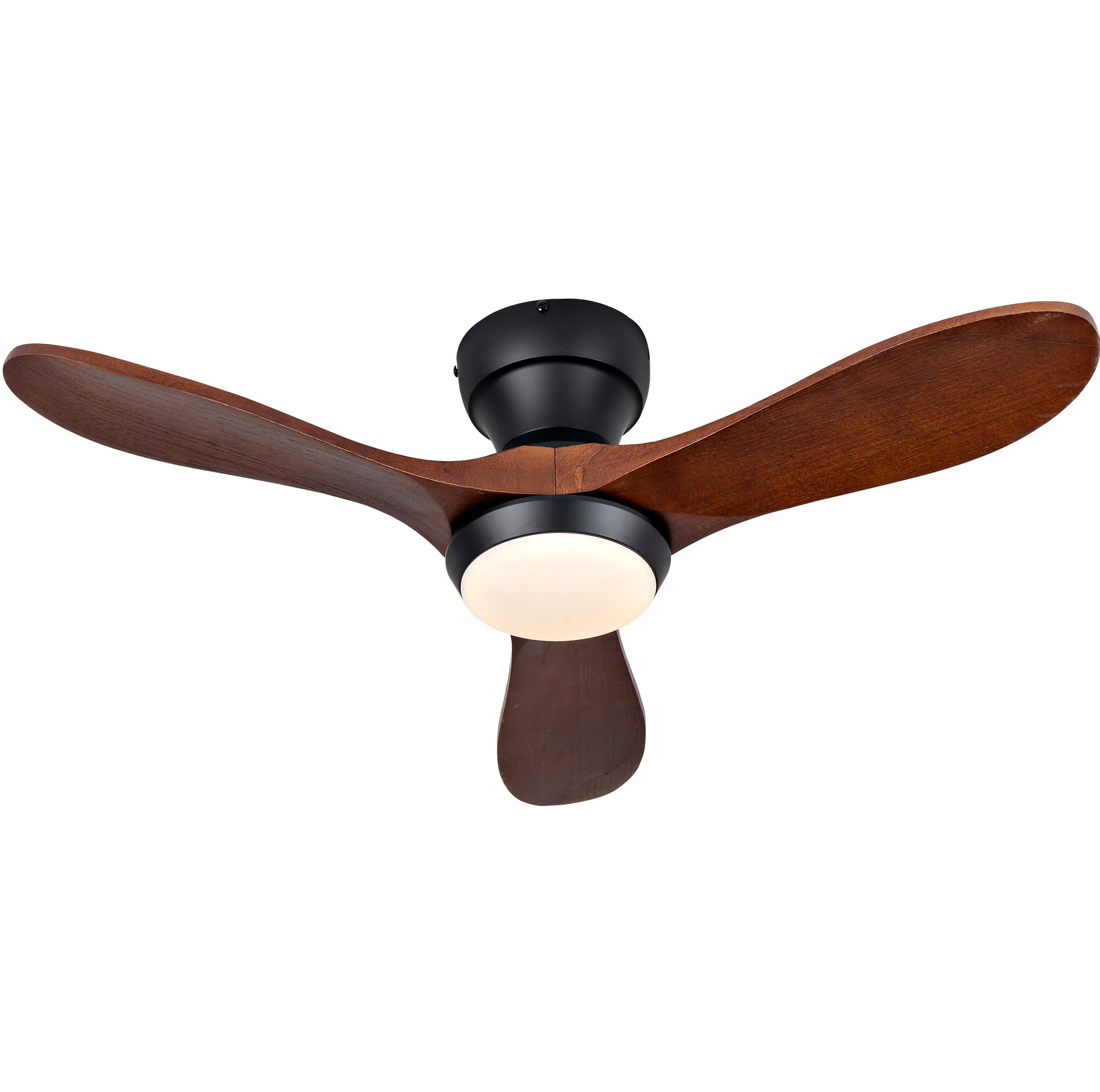 36-zoll-deckenventilator Mit Led-licht, Fernbedienung, 3 Holzflügel, Schwarz