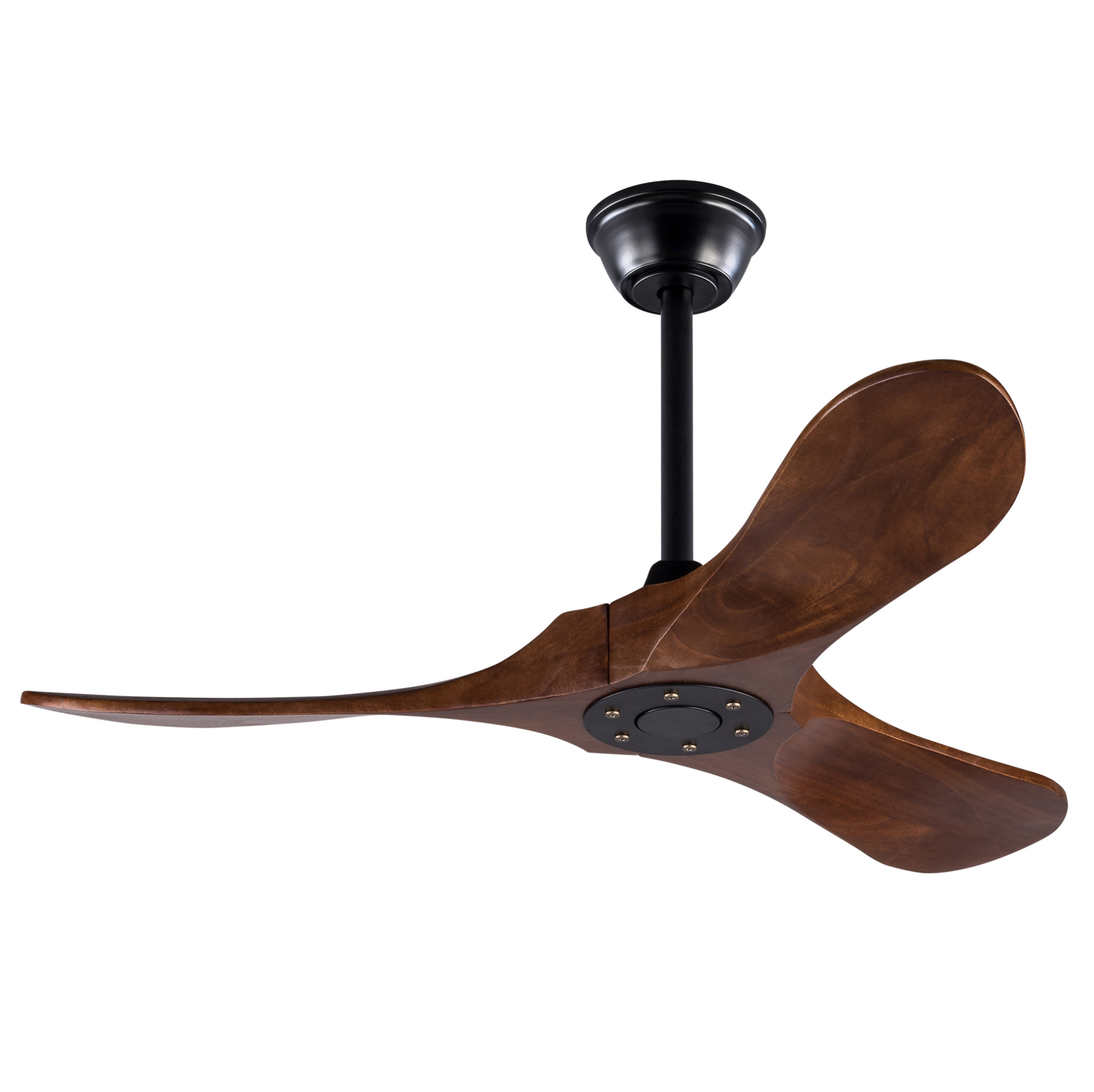 42" Deckenventilator Mit 3 Holzflügeln, Ohne Licht, Fernbedienung, Nussbaum