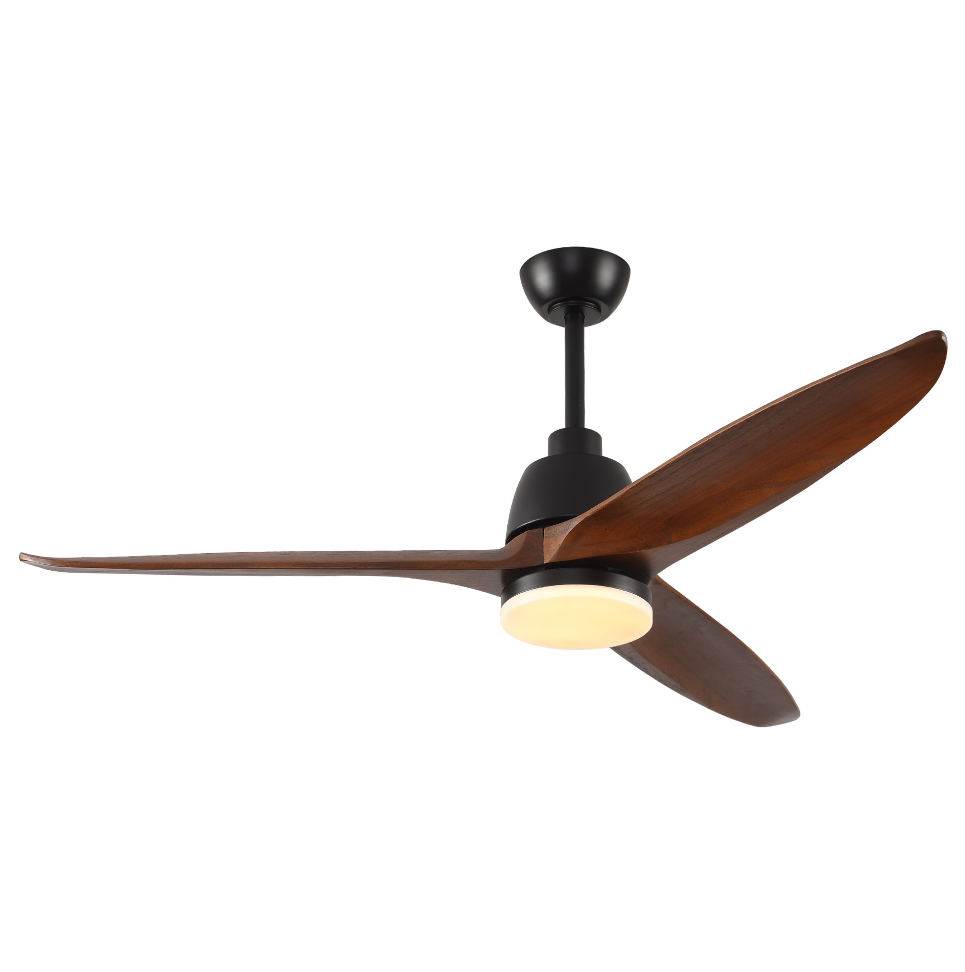 56" Deckenventilator Mit Led-licht Und Fernbedienung, 3 Holzflügel, Schwarz/nussbaum