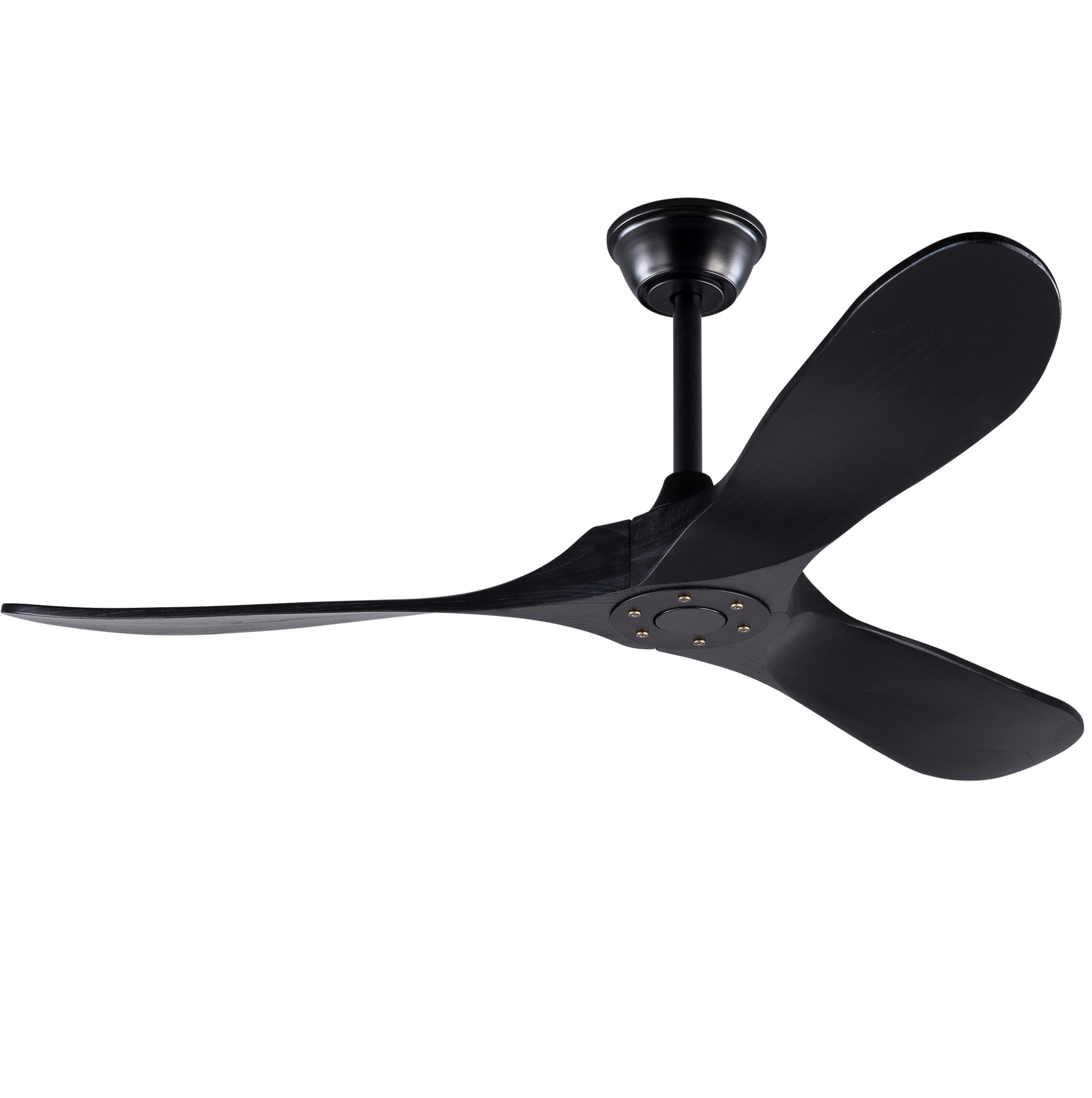 Schwarzer Deckenventilator 132 Cm Mit 3 Holzflügeln, Fernbedienung Und 6 Geschwindigkeiten