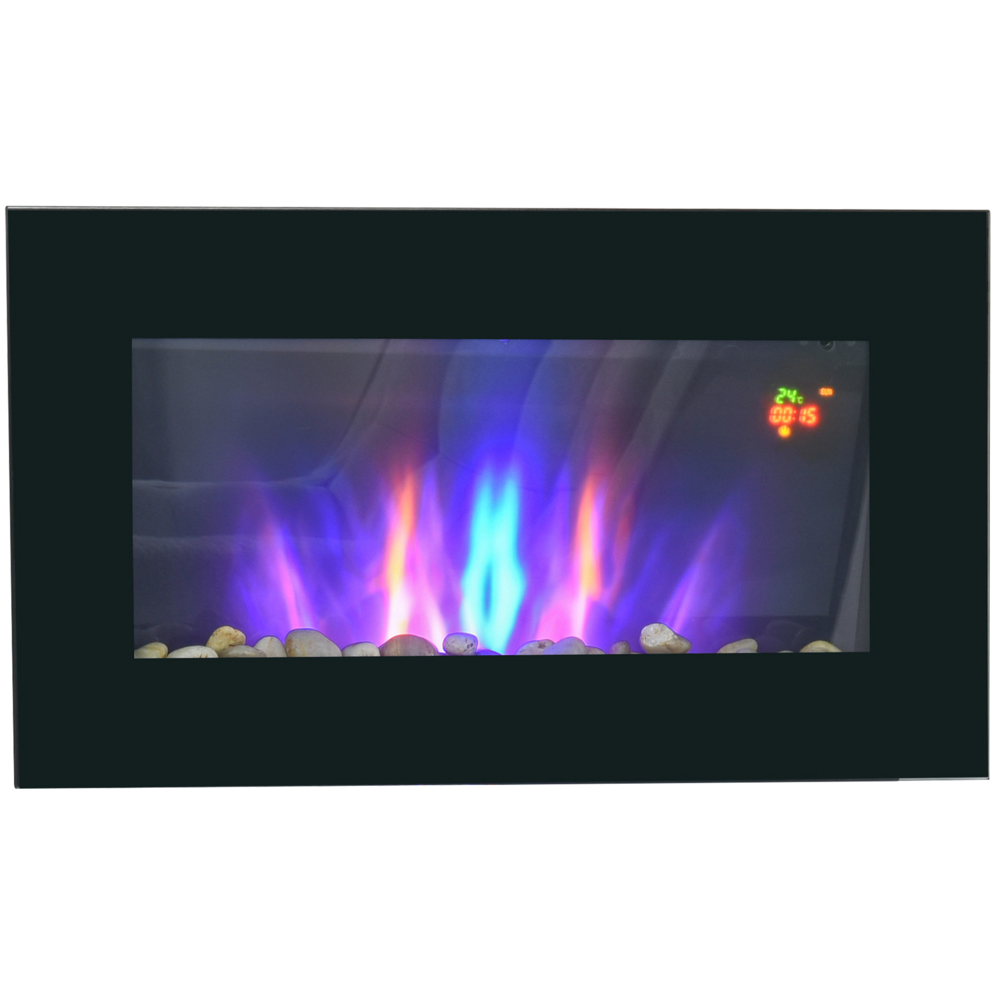Elektrokamin 1000/2000w Mit Led-flammeneffekt, 7 Farben, Fernbedienung, Schwarz