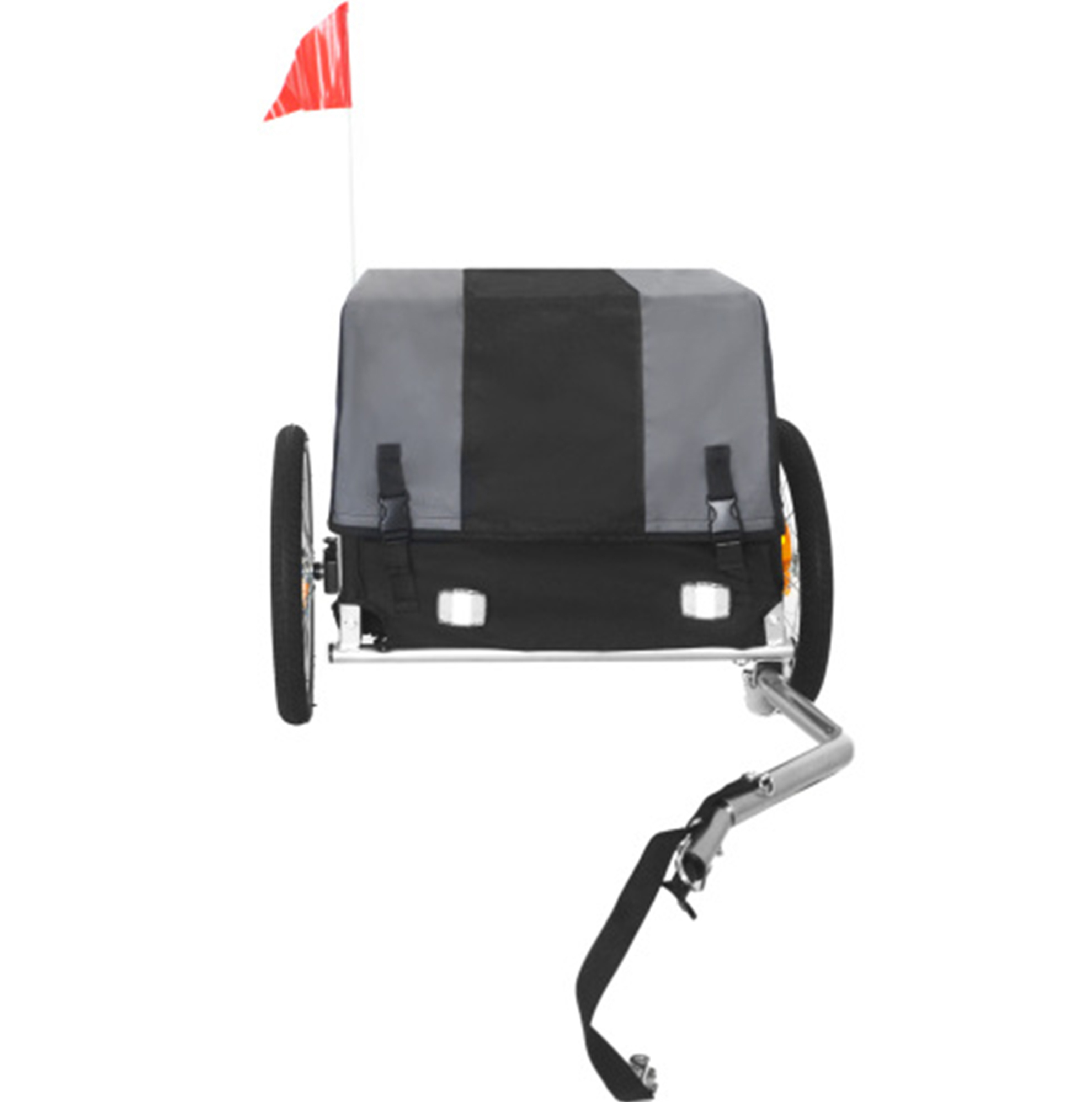 Fahrrad-lastenanhänger Mit Abnehmbarer Wasserdichter Abdeckung, 40 Kg, Stahl, Grau/schwarz