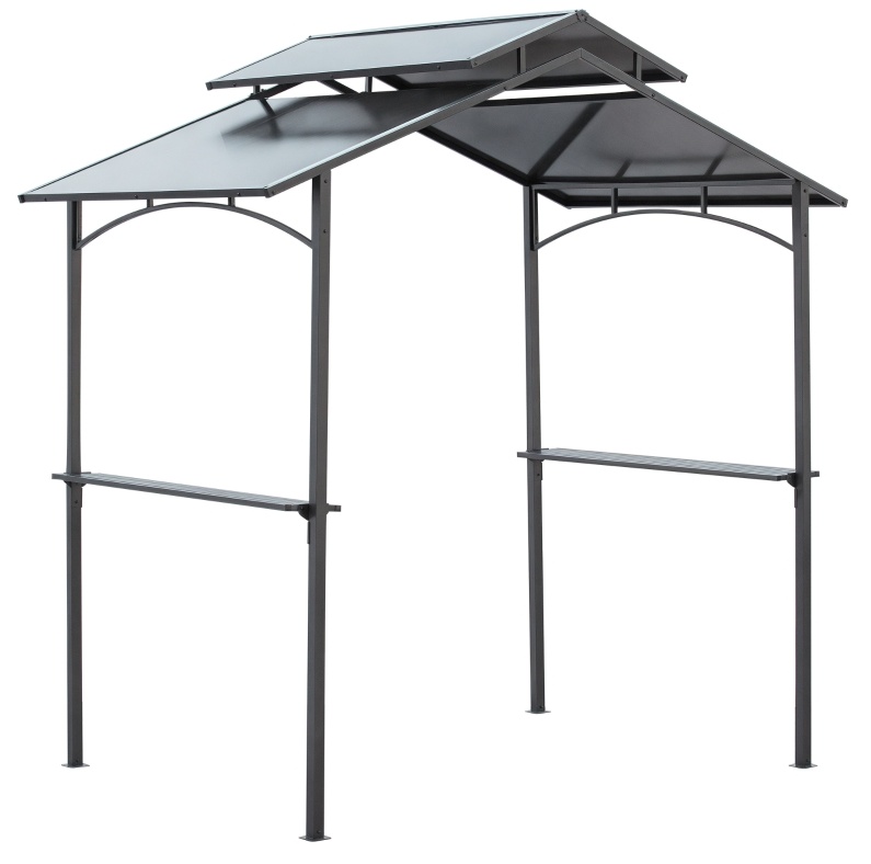 Grillpavillon Mit Feuerhemmendem Dach Aus Stahl Und Pc 240 X 150 X 250 Cm Schwarz