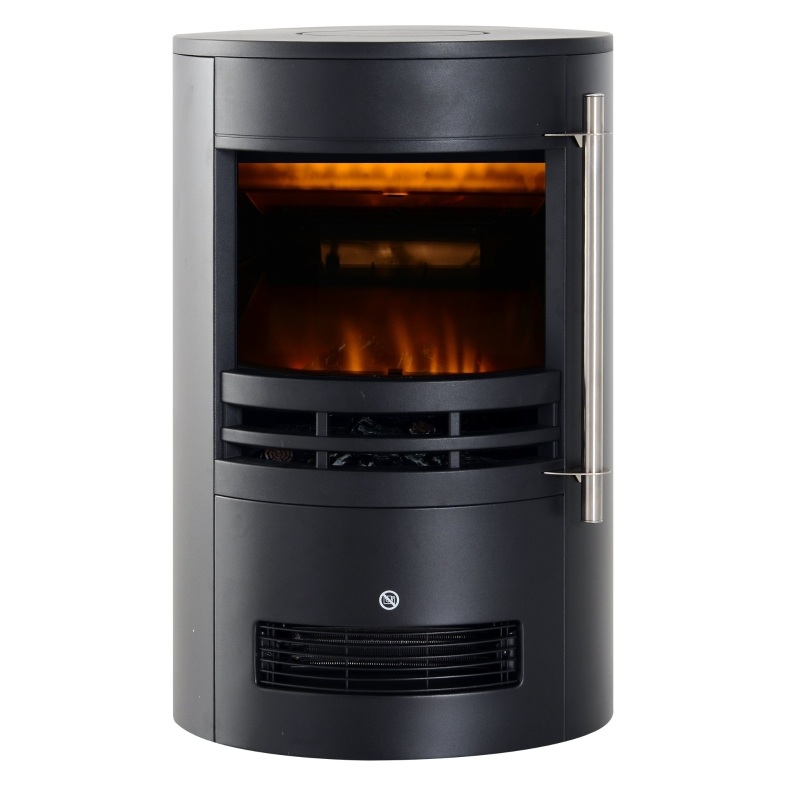 Led Elektrokamin Standkamin Mit Flammeneffekt Aus Glas Und Eisen 41 X 41 X 64,5 Cm Schwarz Modenuit
