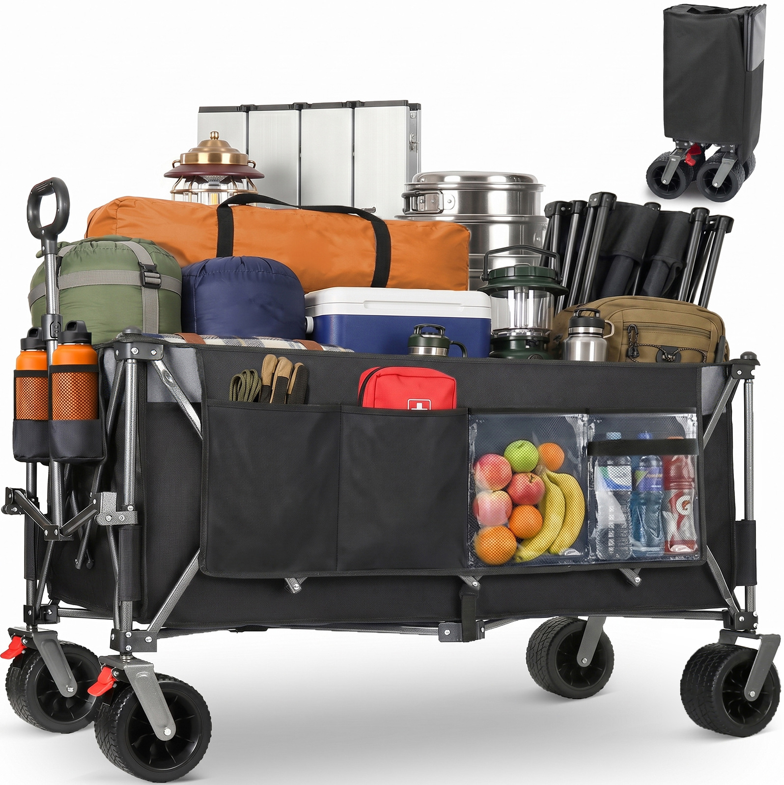 Faltbarer Bollerwagen 300 L 250 Kg Stahl Schwarz Modenuit