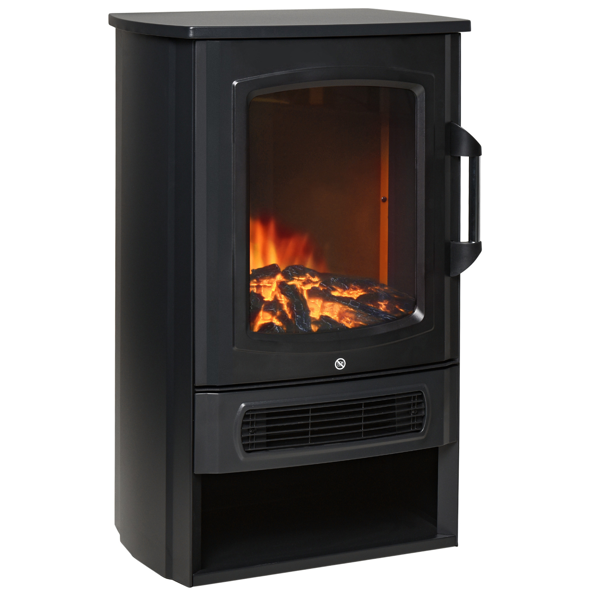 Freistehender Elektrokamin Mit Flammeneffekt 1000/2000 W Thermostat Schwarz 44,5x32,1x74 Cm