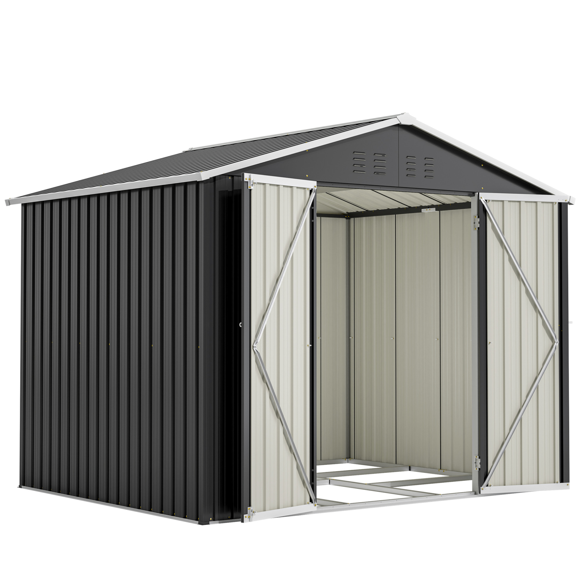 Metall-gartenhaus Schwarz 240,4 X 192,3 X 191 Cm Mit Abschließbarer Doppeltür