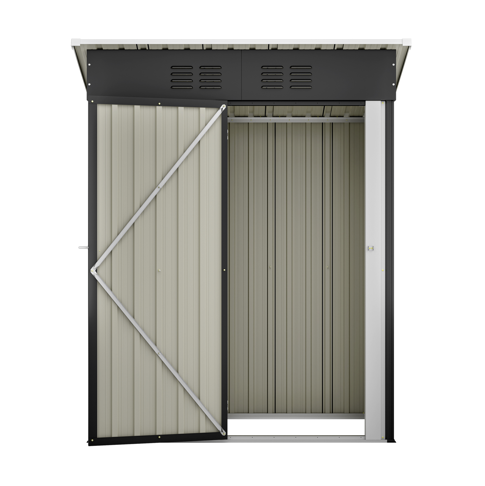Schwarzes Metall-gartengerätehaus 152,2 X 83,6 X 182 Cm Mit Abschließbarer Tür, Ohne Fenster