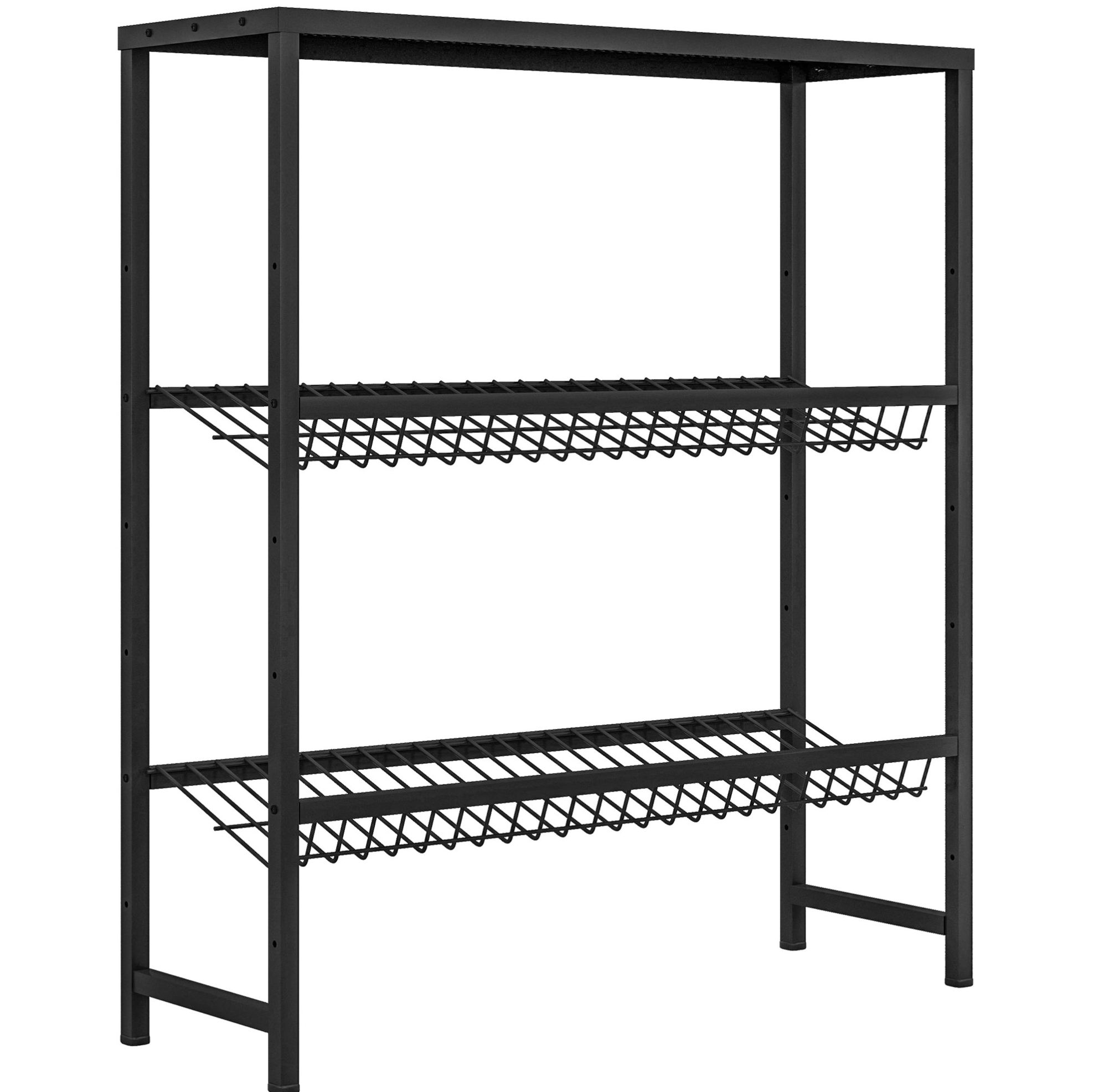 Bodenregal Für Getränkekisten, 3 Ebenen Für 6 Kisten, Stahl Schwarz, 103 X 33 X 113,5 Cm