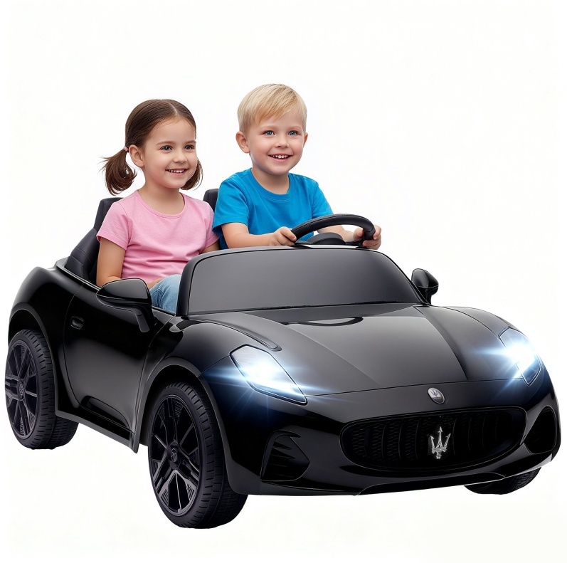 Maserati Elektroauto Für Kinder 2-sitzer 12v Mit Fernbedienung, Led Und Musik Schwarz