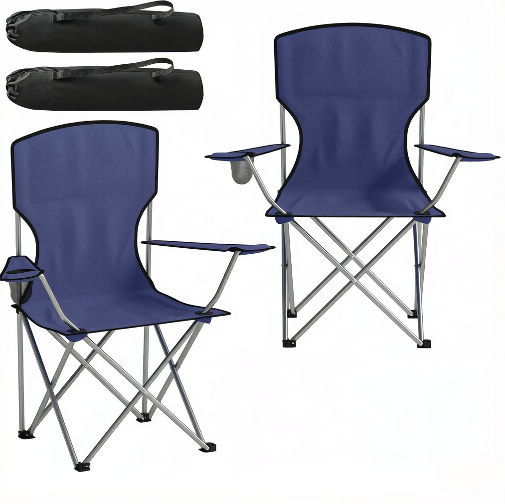 Set Mit 2 Faltbaren Campingstühlen Mit Becherhalter Und Hoher Rückenlehne Modenuit