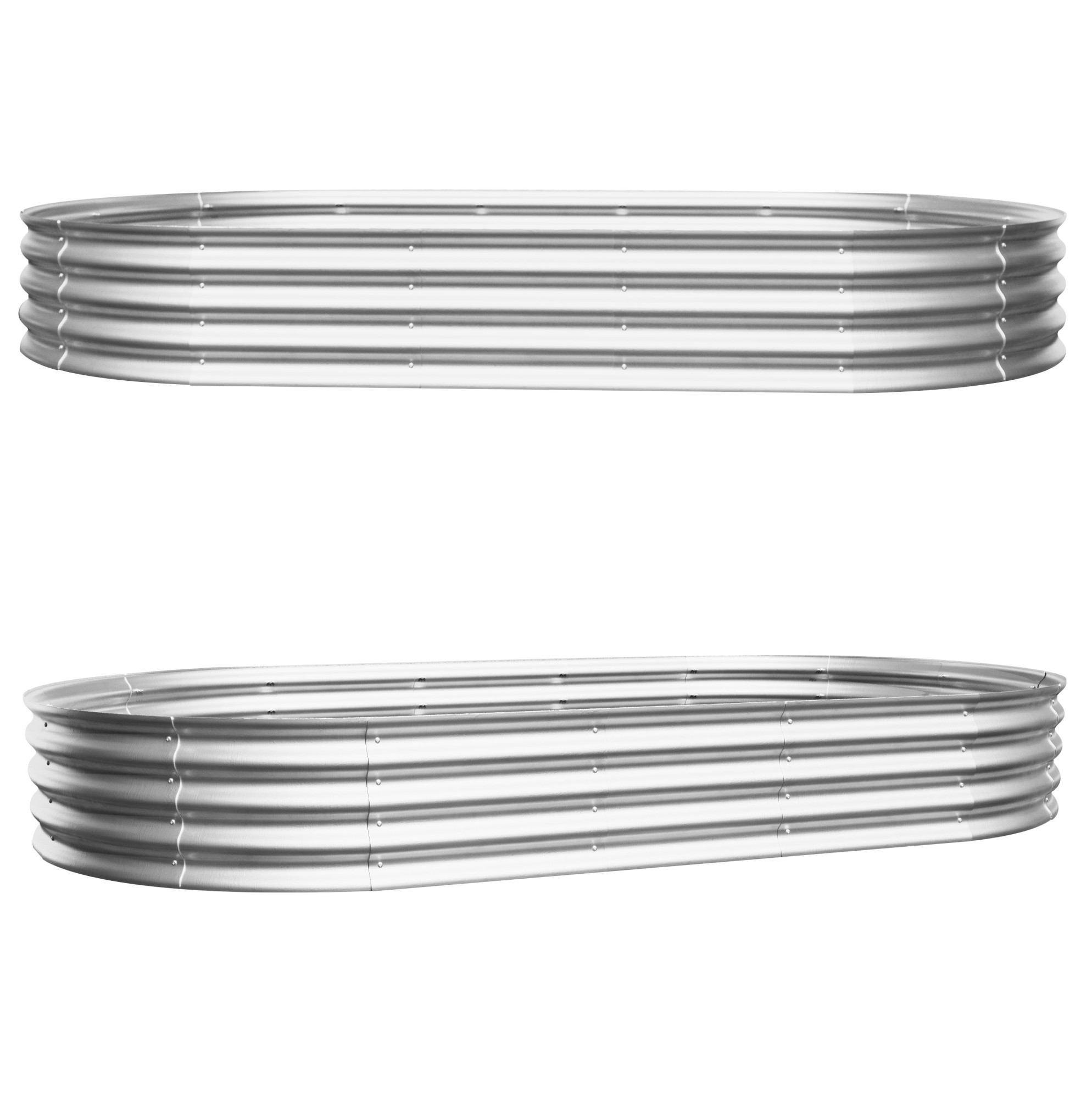 2er-set Hochbeete Aus Verzinktem Stahl Für Den Garten 243,8 X 121,9 X 30,5 Cm Silber