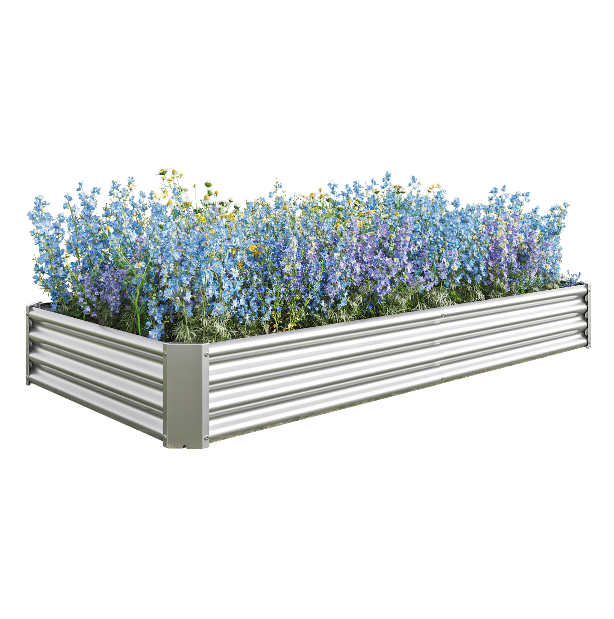 Erhöhtes Metall-hochbeet Ohne Boden 232 X 113,5 X 30 Cm, Verzinkter Stahl, Silber