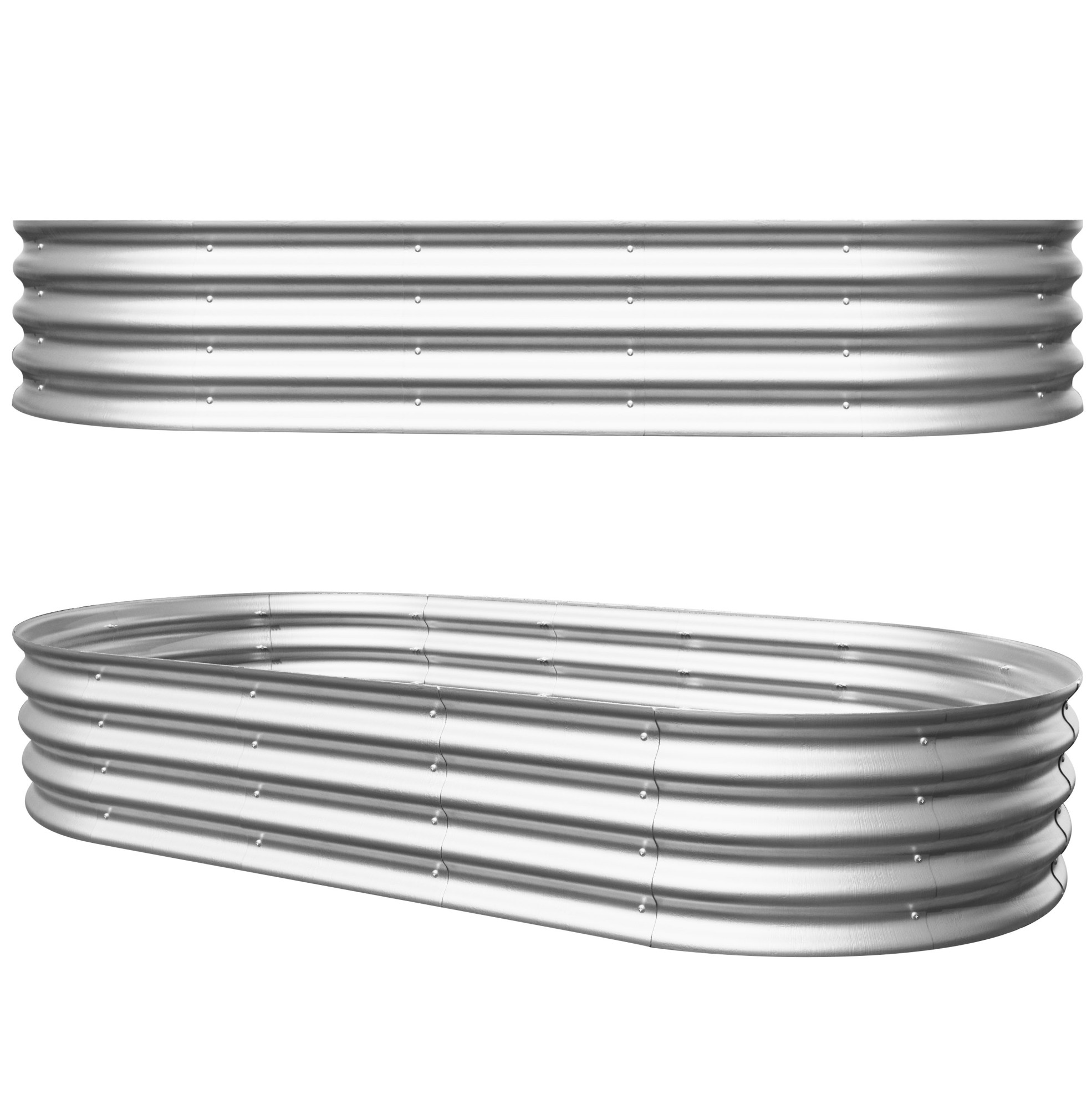 Set Mit 2 Hochbeeten Aus Verzinktem Stahl 182,9 X 91,5 X 30,5 Cm Silber Modenuit