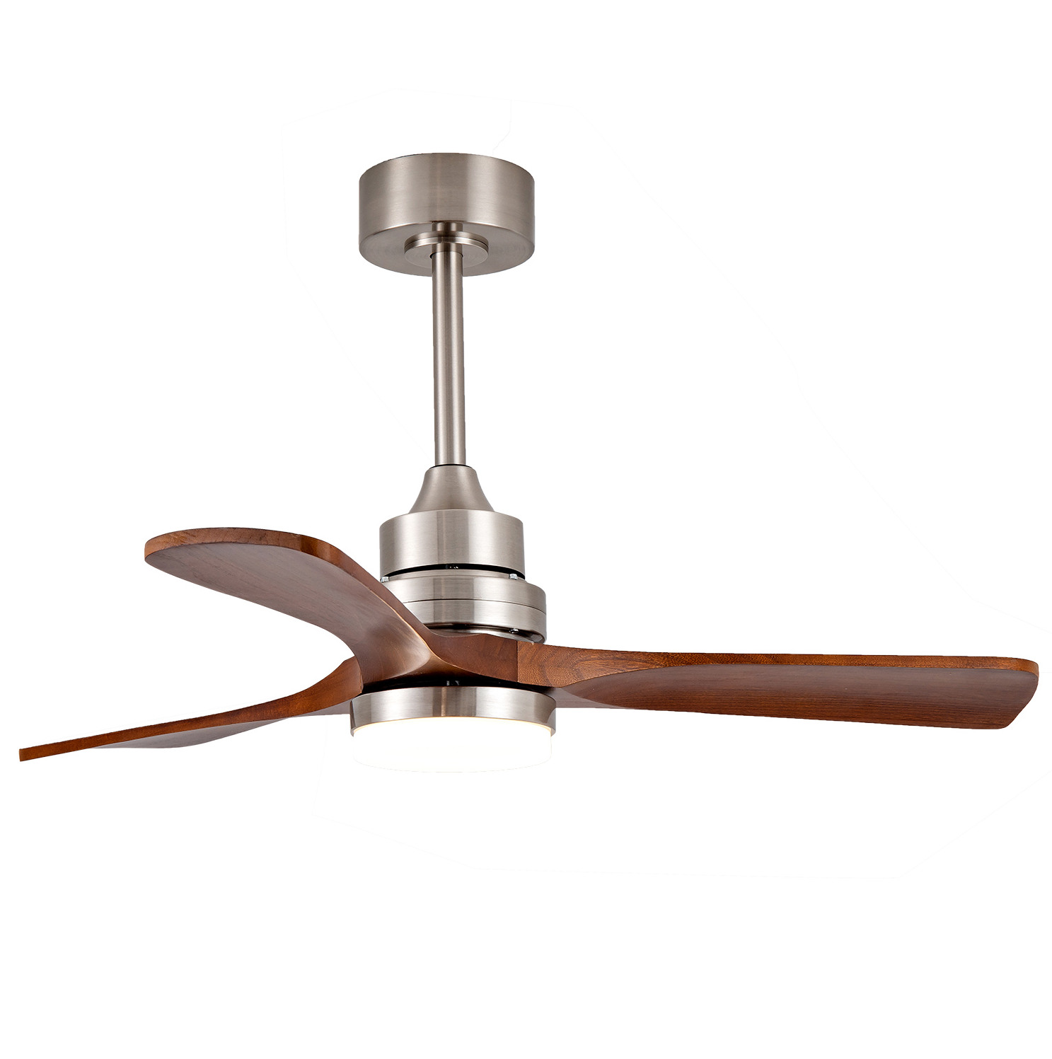 42-zoll-deckenventilator Aus Holz Mit Licht Und Fernbedienung, 3 Flügel, Nickel