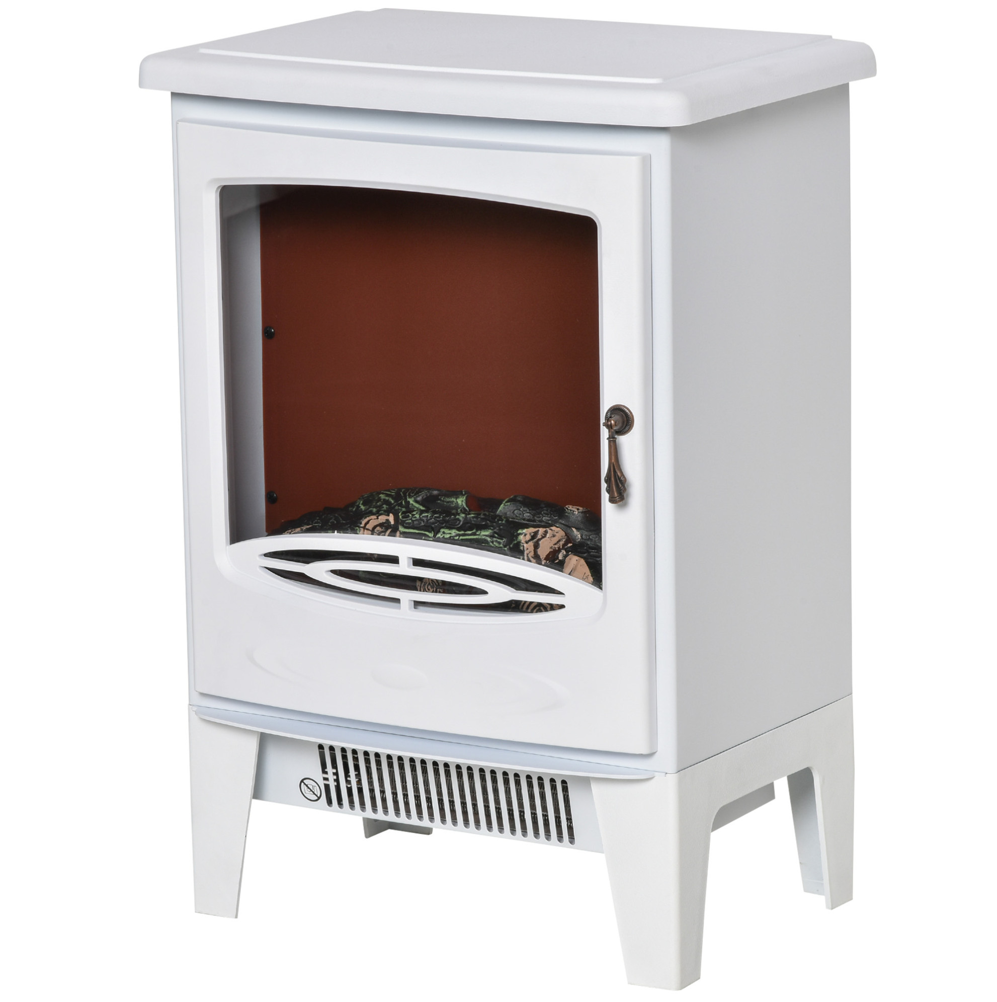 Led Elektrokamin Standkamin Mit Flammeneffekt 900/1800 W Metall Abs Weiß 39 X 26 X 54,8 Cm Modenuit