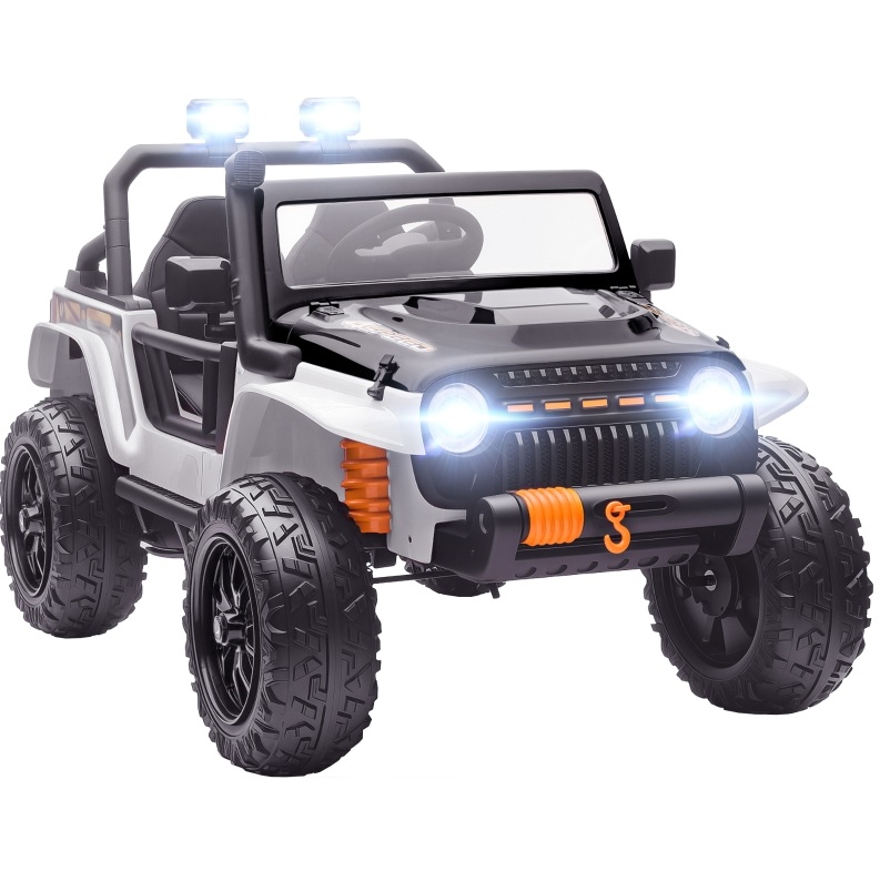 12v Elektroauto Für Kinder, Weiß, Doppelantrieb, 2,4g-fernbedienung, Musik, Led