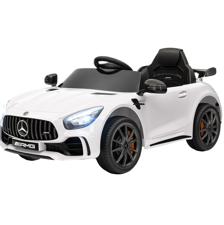 Elektrisches Kinderauto Mercedes-benz Amg Gtr 12v Weiß Mit Fernbedienung, Licht Und Musik