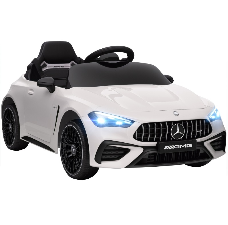 Elektrisches Kinderauto Mercedes-amg Weiß 12v Mit Fernbedienung, Led Und Musik
