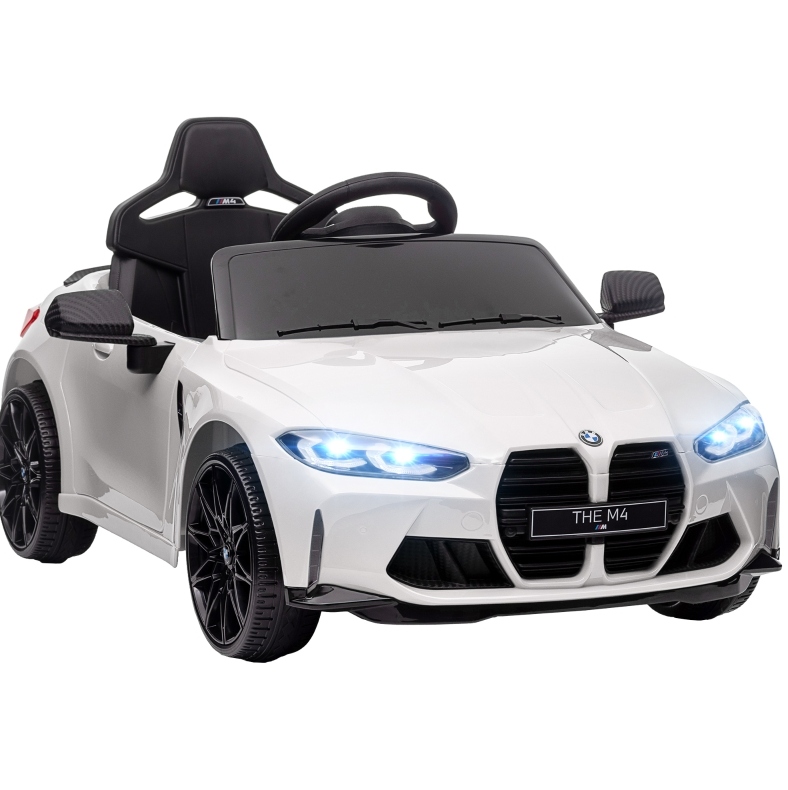 Elektrisches Kinderauto Bmw M4 Weiß Mit Sound, Licht Und Fernbedienung